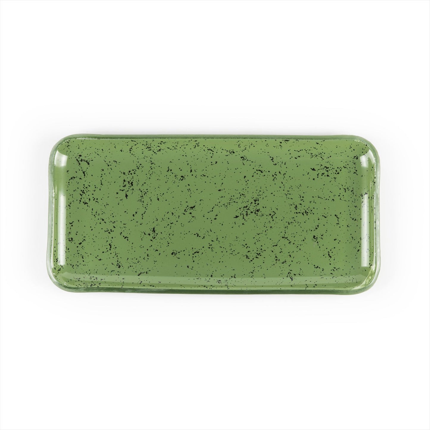 Turgla Fusion Glass 12.25" x 6" x h:1" Rectangular Agave Glass Platter