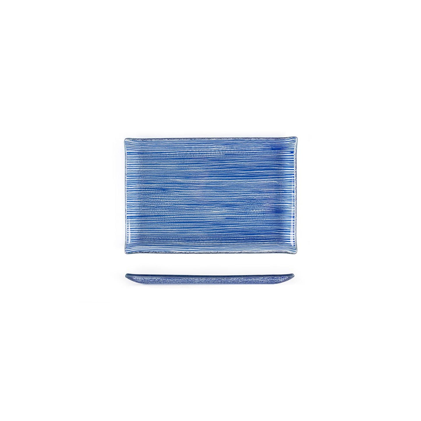 Glass Dinnerware 8.5" x 5.75" Rectangular Blue Glass Plate - Case Pack: 12