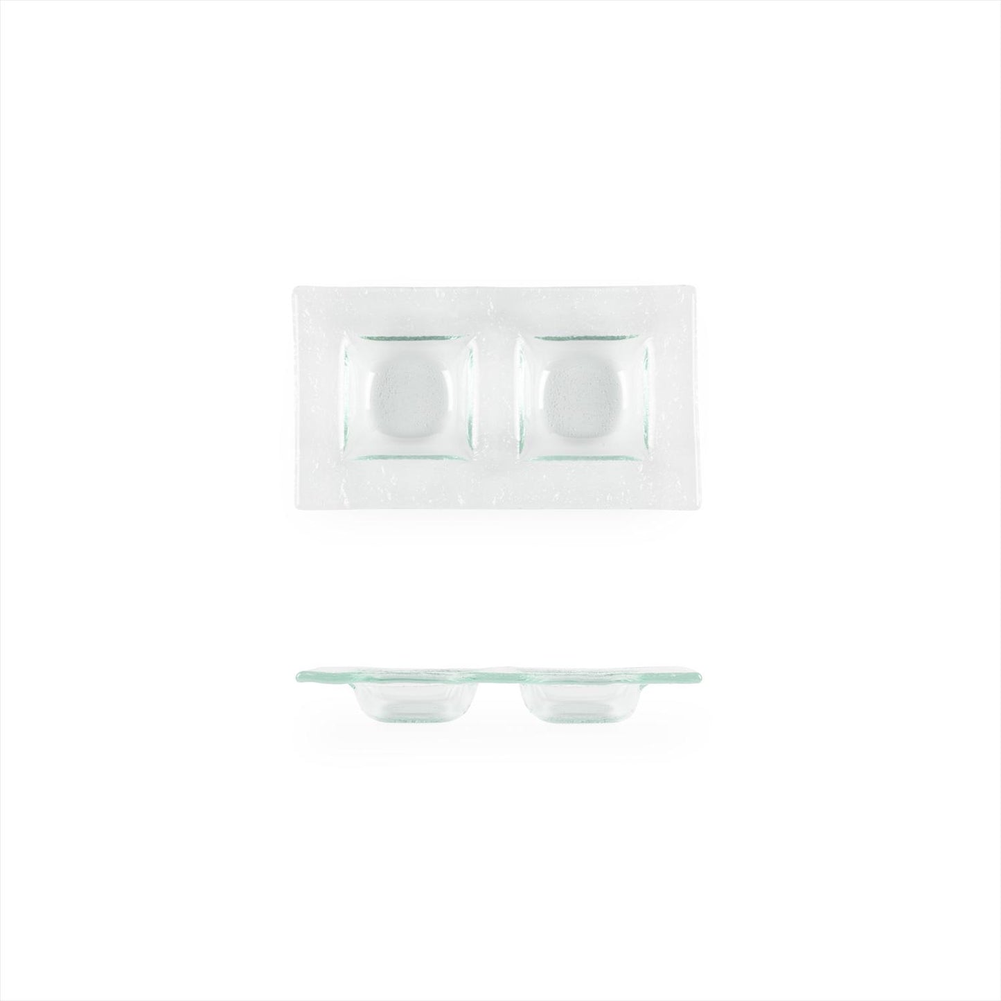 Glass Dinnerware 7" x 4" Rectangular Clear Glass Sectional Plate - Case Pack: 12