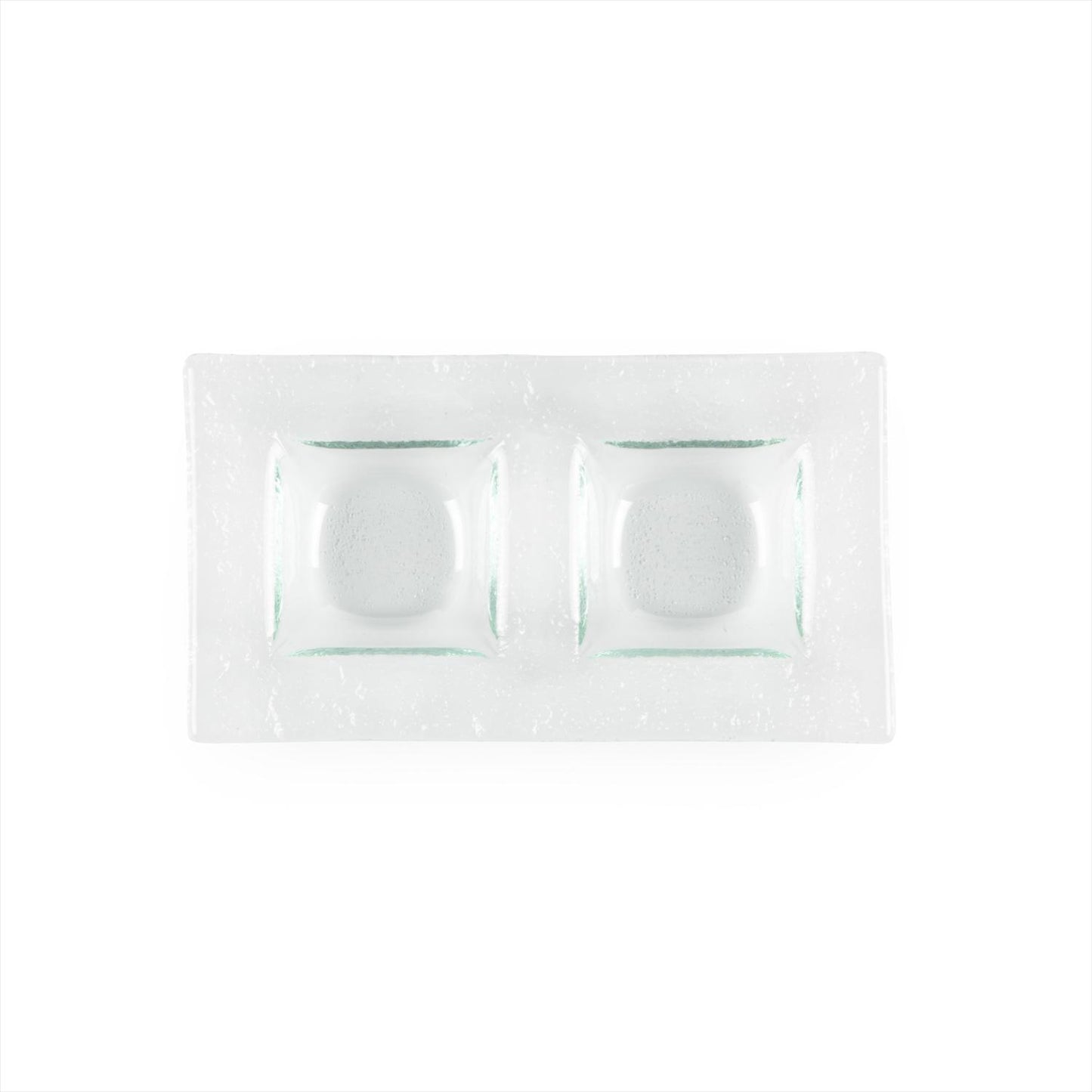 Glass Dinnerware 7" x 4" Rectangular Clear Glass Sectional Plate - Case Pack: 12