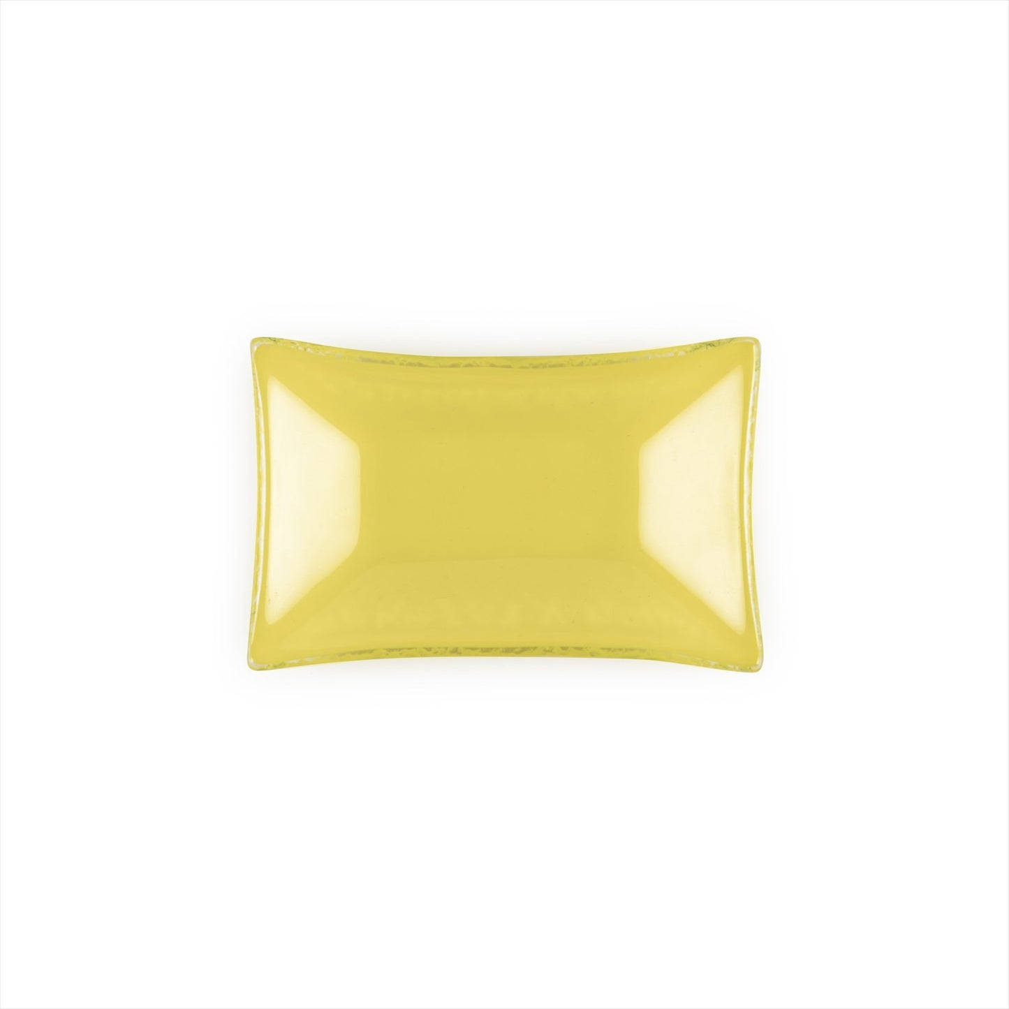 Turgla Fusion Glass 4.25" x 2.5" x h:0.5" 1 oz. Rectangular Yellow Glass Ramekin