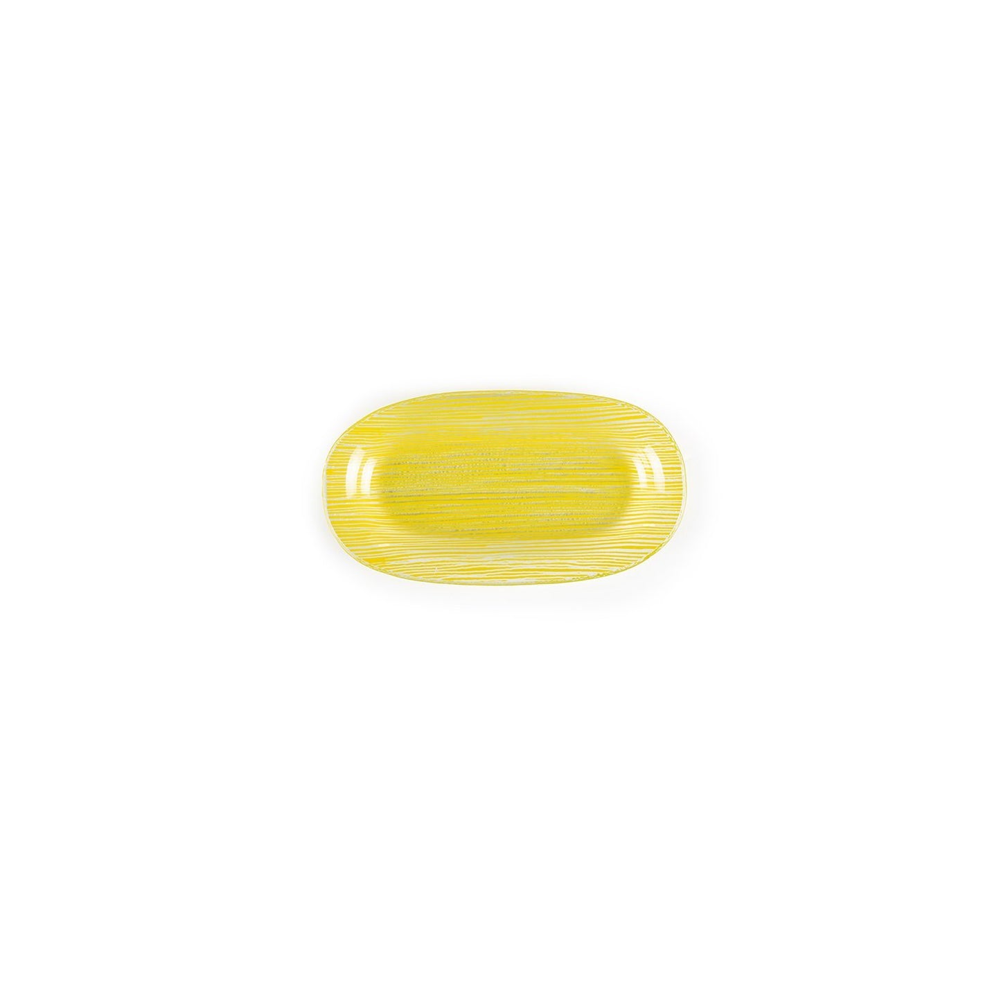 Turgla Fusion Glass 7.75" x 4.25" x h:0.5" Oval Yellow Glass Platter