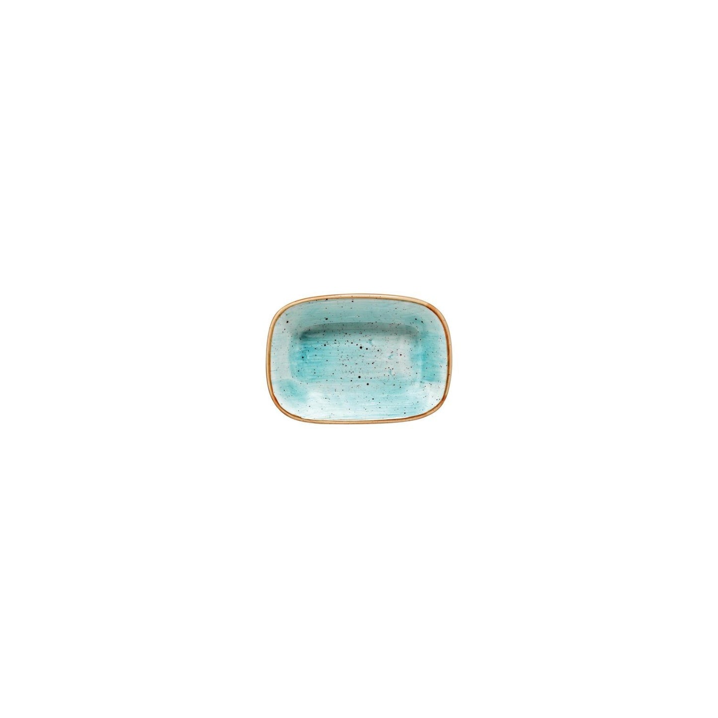 Turgla Vitrified Aqua 5.5" x 4" x h:1.25" 7 oz. Rectangular Blue Vitrified Deep Plate - Case Pack: 12