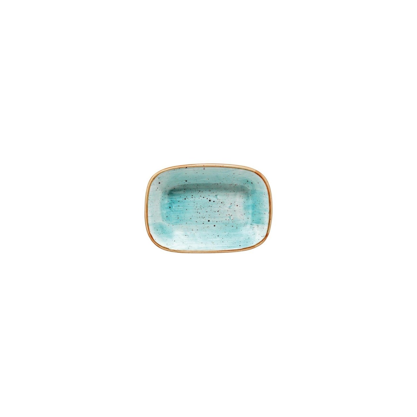 Turgla Vitrified Aqua 6.5" x 4.5" x h:1.5" 12 oz. Rectangular Blue Vitrified Deep Plate - Case Pack: 12