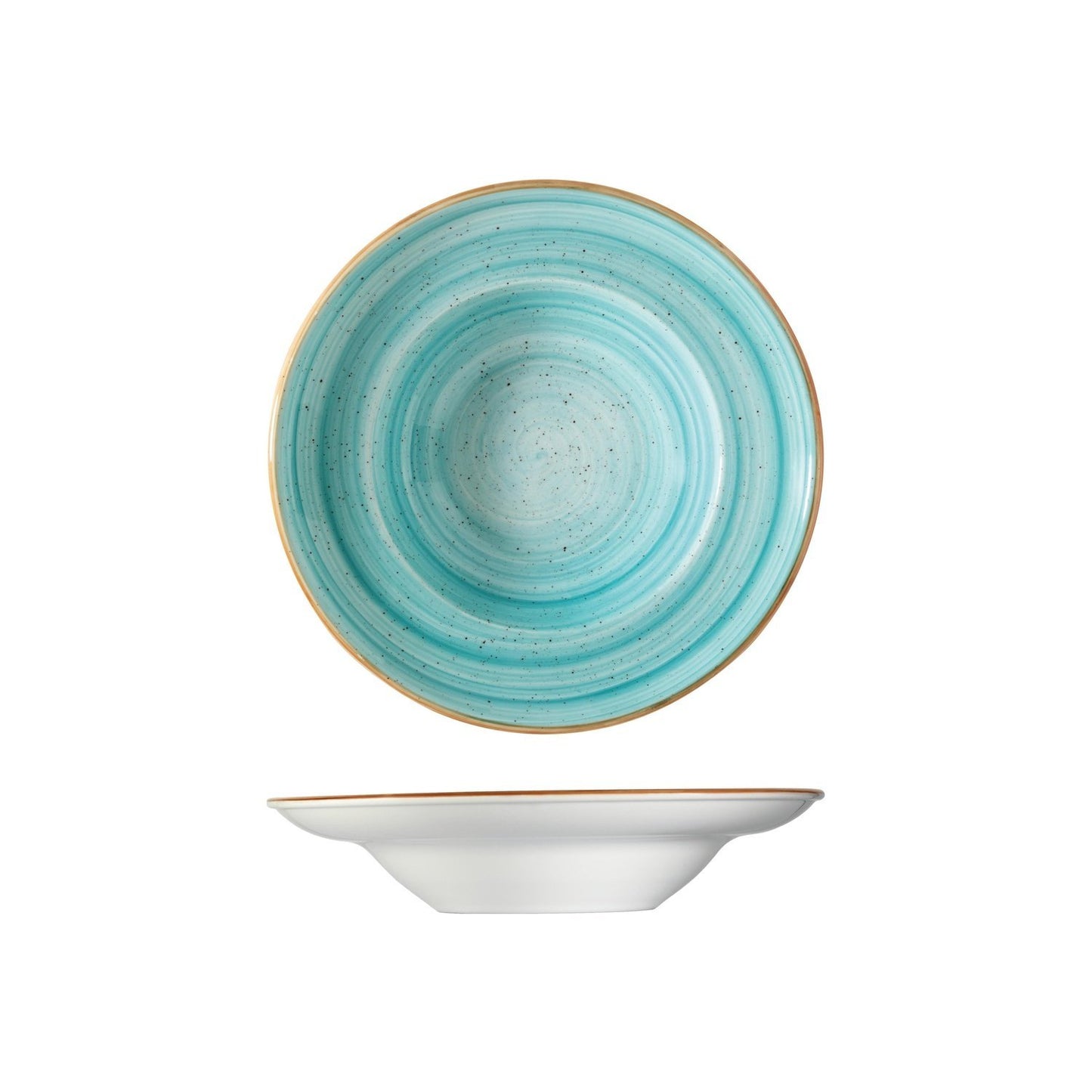 Turgla Vitrified Aqua dia.10.75" h:2.25" 16 oz. Round Blue Vitrified Bowl - Case Pack: 6