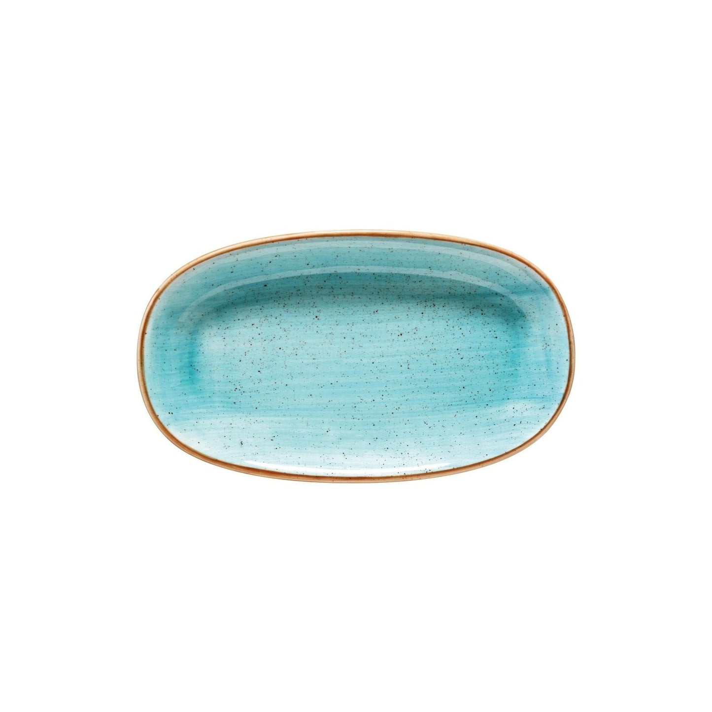 Turgla Vitrified Aqua 13" x 7.5" x h:1.5" Oval Blue Vitrified Platter - Case Pack: 6