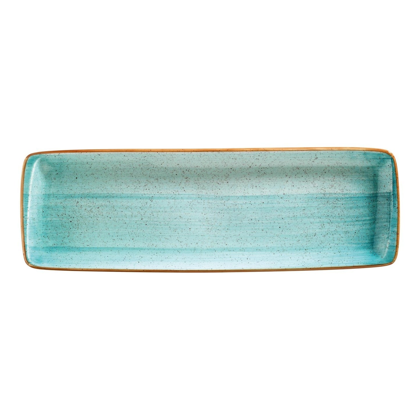 Turgla Vitrified Aqua 19" x 6.25" x h:1" Rectangular Blue Vitrified Platter - Case Pack: 6
