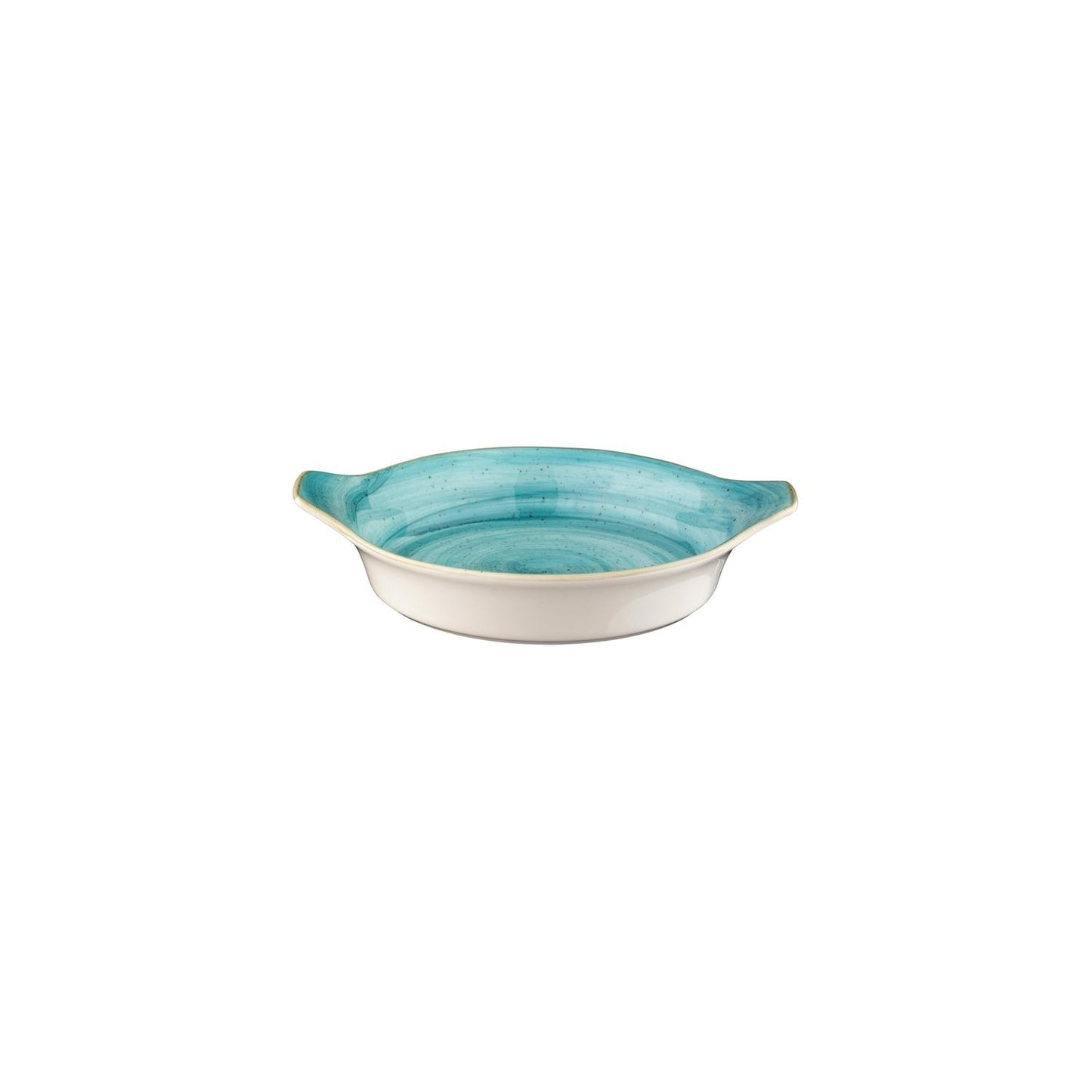 Turgla Vitrified Aqua dia.9.75" h:1.75" 25 oz. Round Blue Vitrified Oven Dish - Case Pack: 12