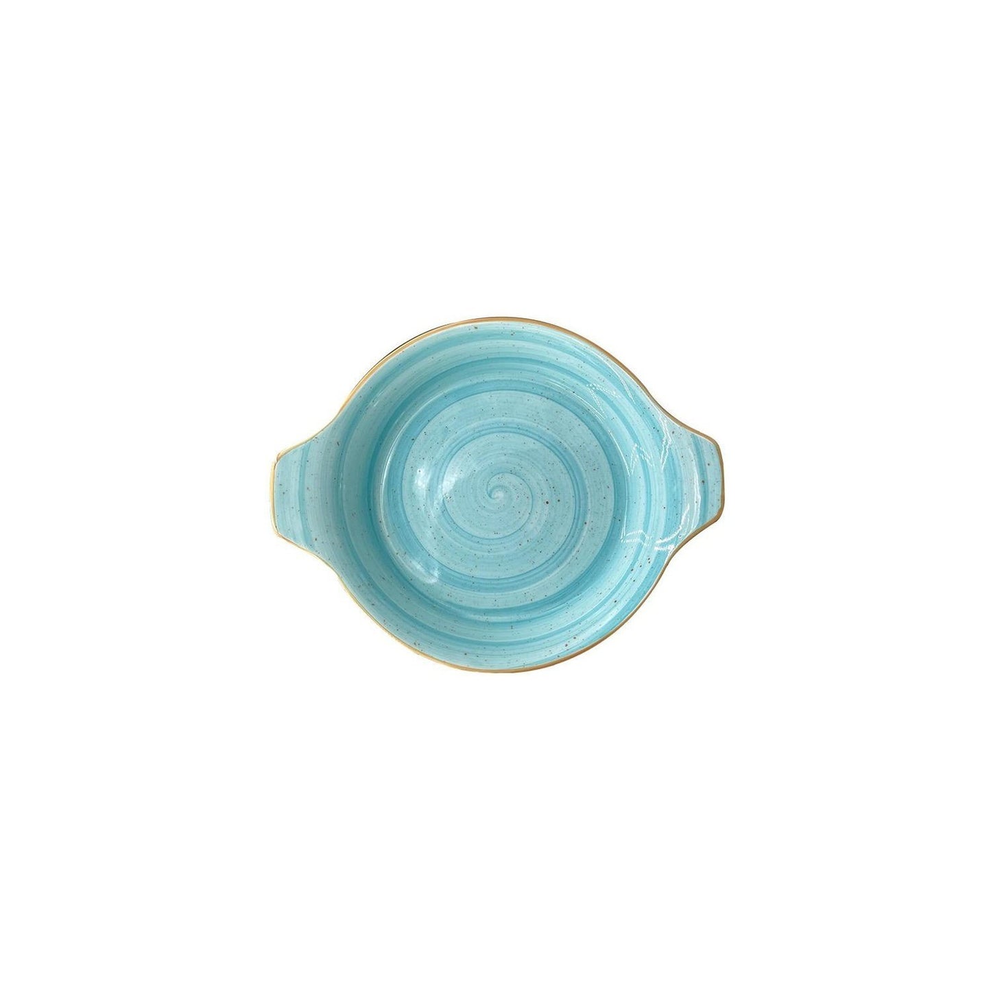 Turgla Vitrified Aqua dia.9.75" h:1.75" 25 oz. Round Blue Vitrified Oven Dish - Case Pack: 12
