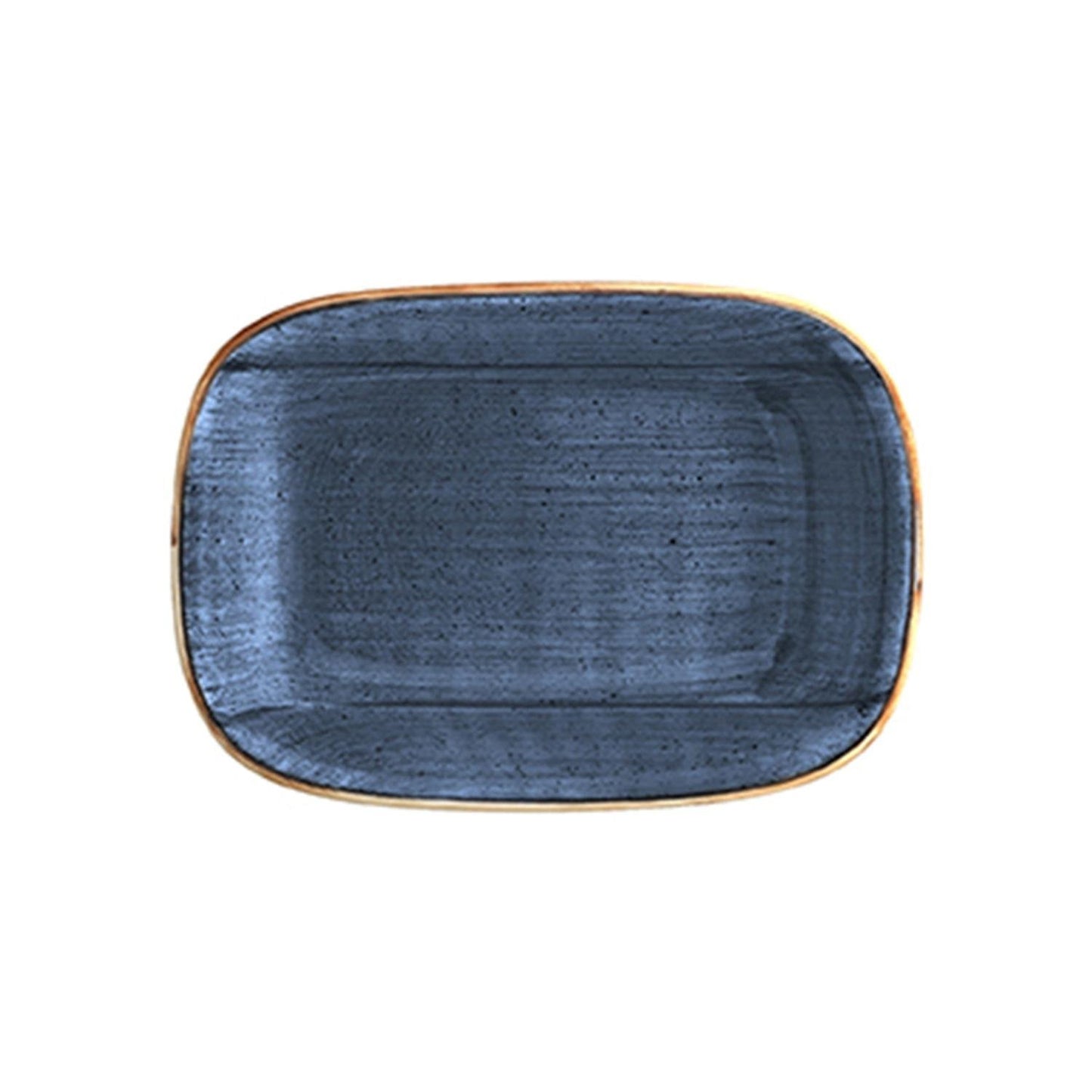 Turgla Vitrified Dusk 5.5" x 4" x h:1.25" 7 oz. Rectangular Blue Vitrified Deep Plate - Case Pack: 12