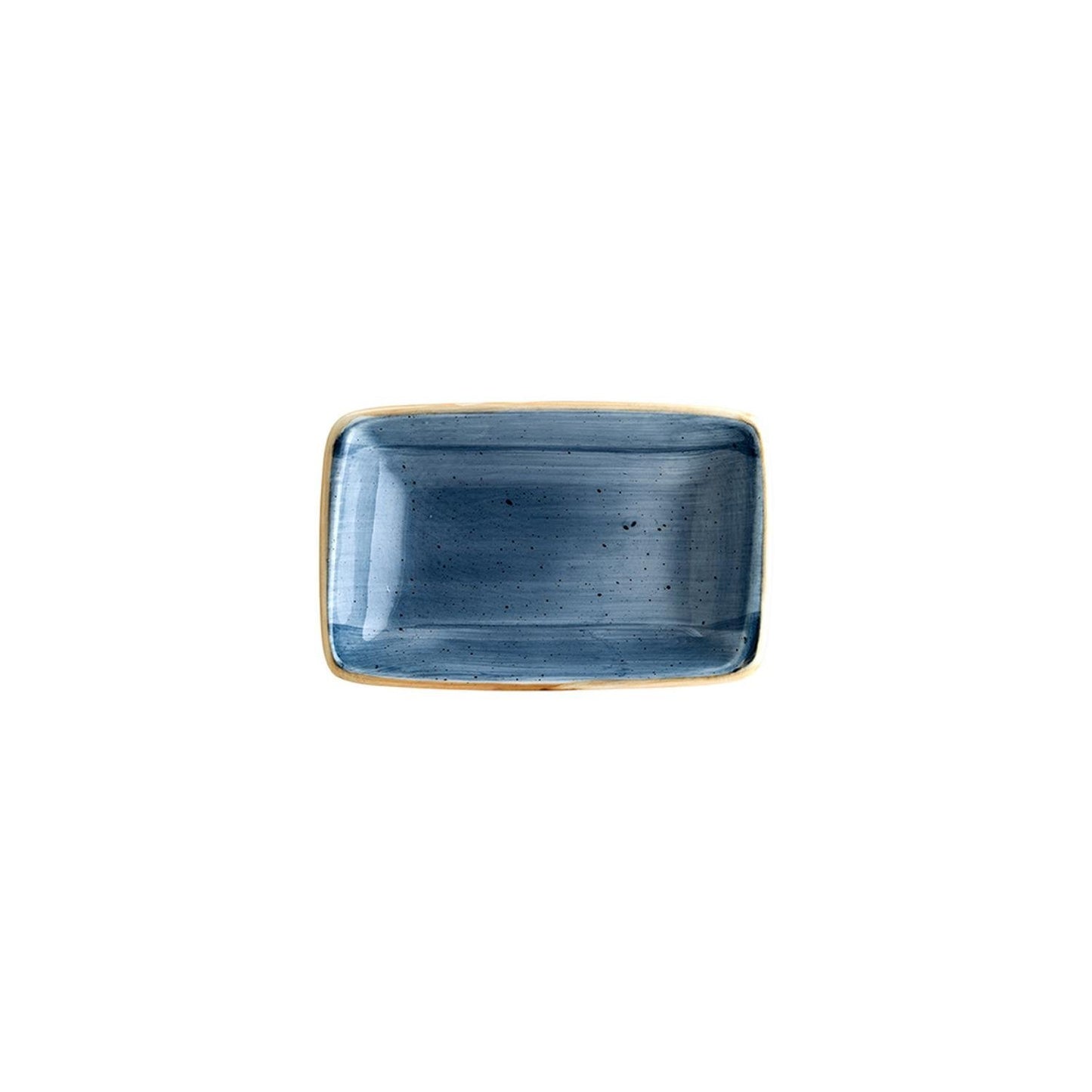 Dusk 6" x 3.75" x h:1.25" 6 oz. Rectangular Blue Vitrified Deep Plate