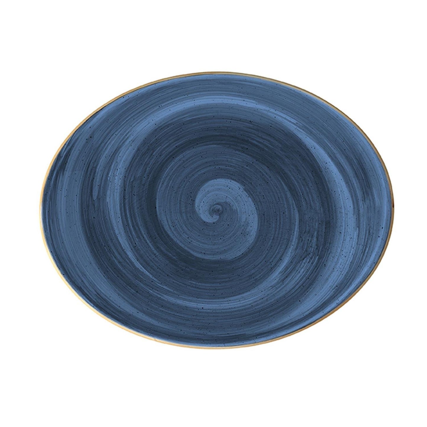 Turgla Vitrified Dusk 12.25" x 9.5" x h:1" Oval Blue Vitrified Platter - Case Pack: 6