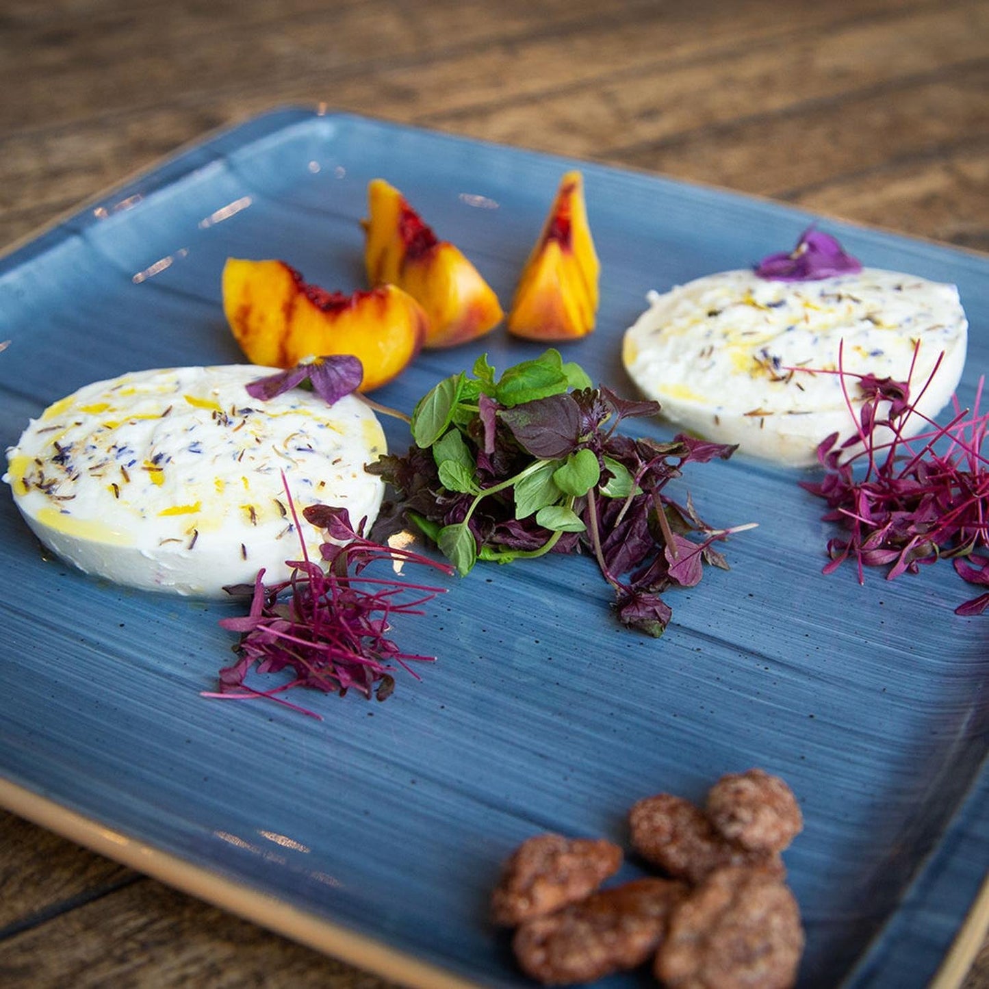 Turgla Vitrified Dusk 12.75" x 12" x h:0.75" Square Blue Vitrified Platter - Case Pack: 6