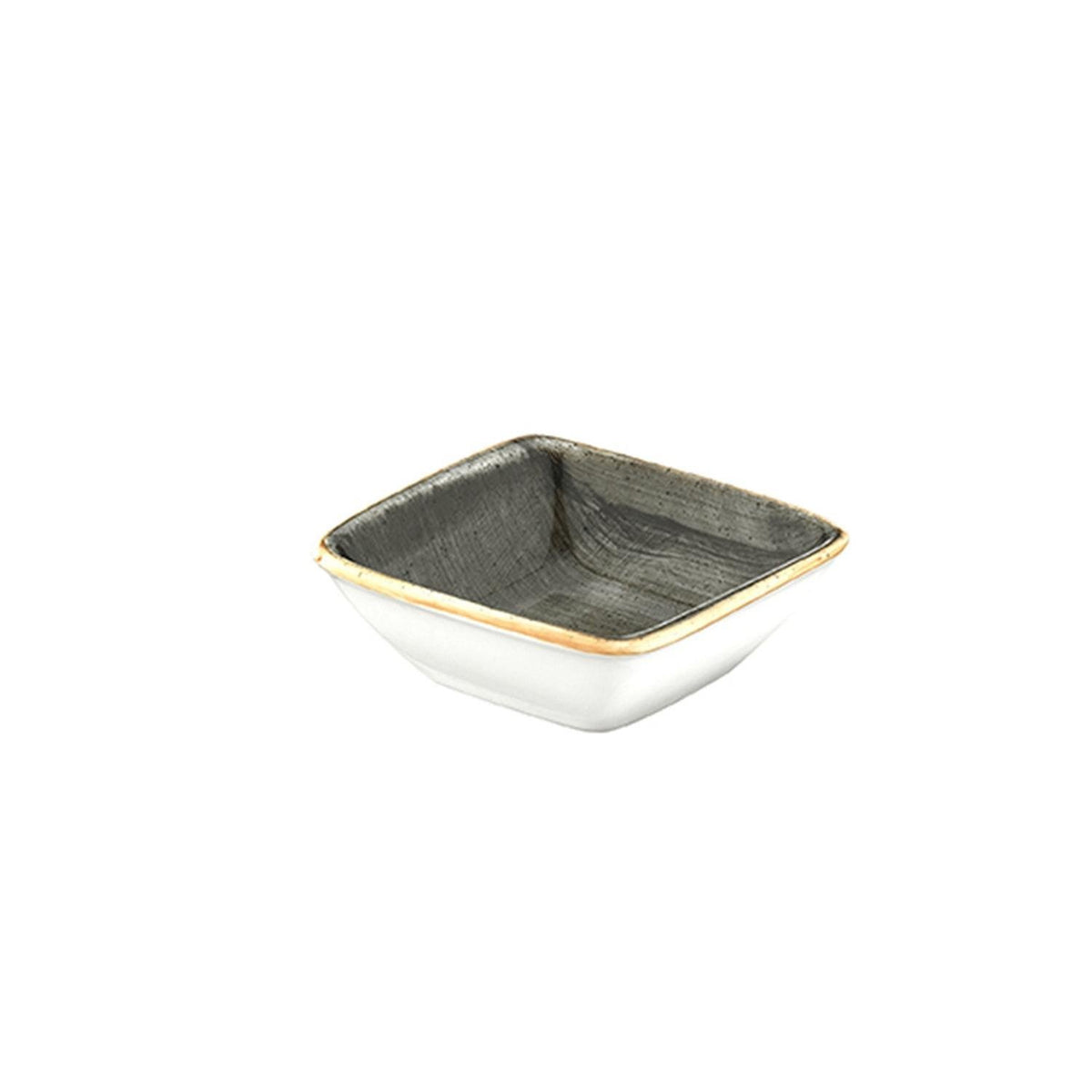 Space 3.5" x 3.5" x h:1.25" 1 oz. Square Gray Vitrified Ramekin