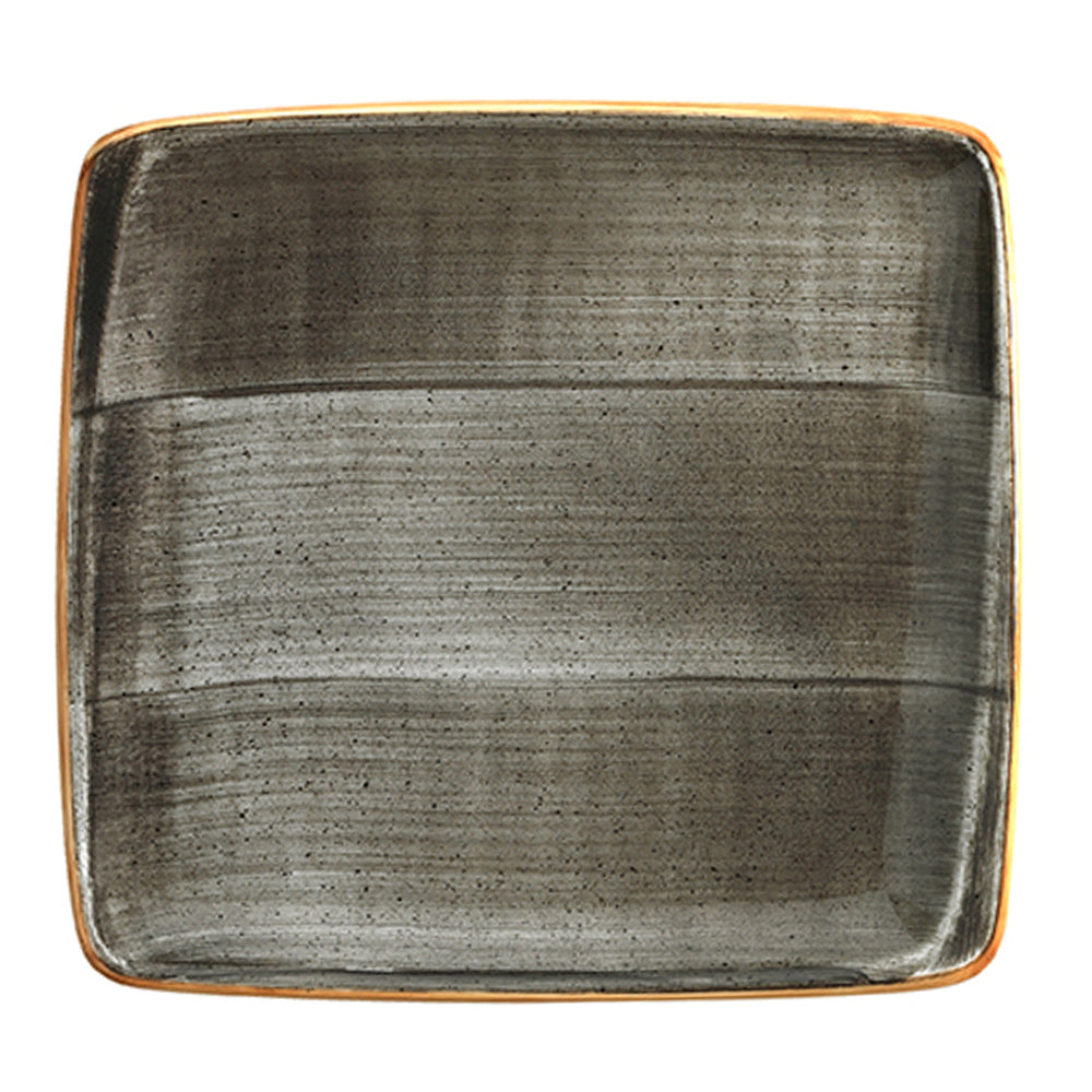 Porcelain Space 12.75" x 12" x h:0.75" Square Grey Porcelain Platter - Case Pack: 6