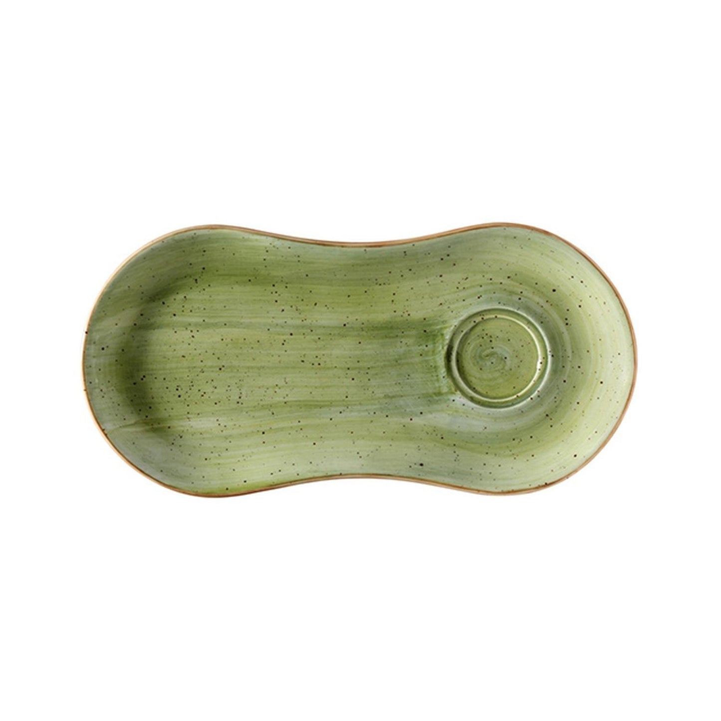 Turgla Vitrified Therapy 10" x 4.75" Oval Green Vitrified Saucer - Case Pack: 12
