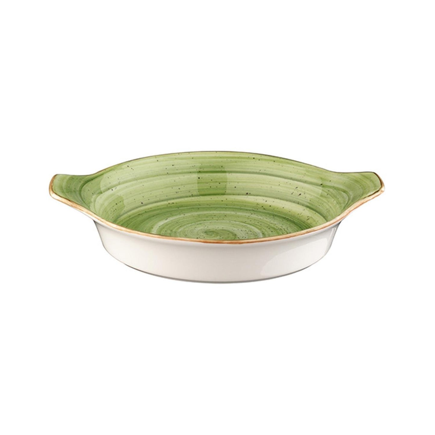 Turgla Vitrified Therapy dia.9.75" h:1.75" 25 oz. Round Green Vitrified Oven Dish - Case Pack: 12