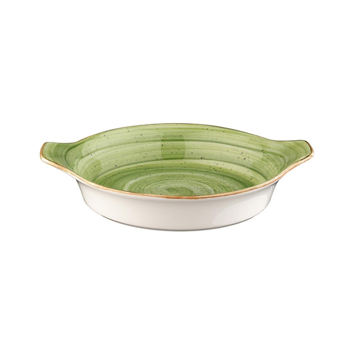 Therapy dia.9.75" h:1.75" 25 oz. Round Green Vitrified Oven Dish