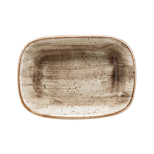Terrain 4.75" x 3.25" x h:1" 4 oz. Rectangular Brown Vitrified Deep Plate