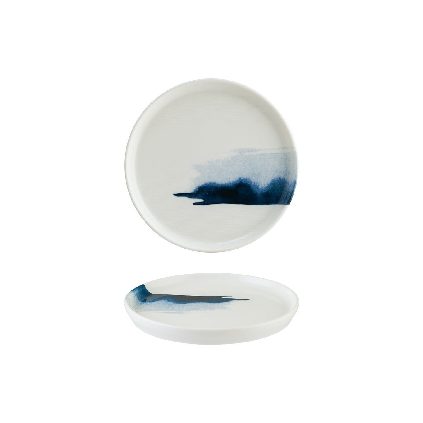 Turgla Vitrified Blue Wave dia.8.75" Round Decorated Vitrified Plate - Case Pack: 6