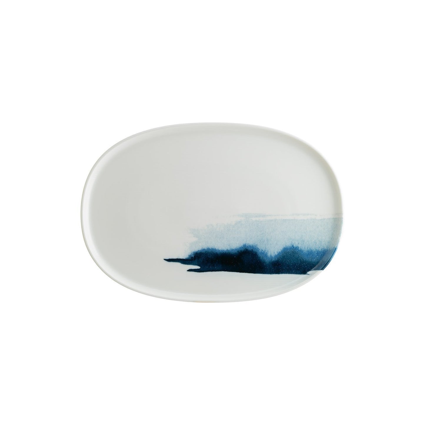 Blue Wave 13" x 9" x h:0.75" Oval Decorated Vitrified Platter