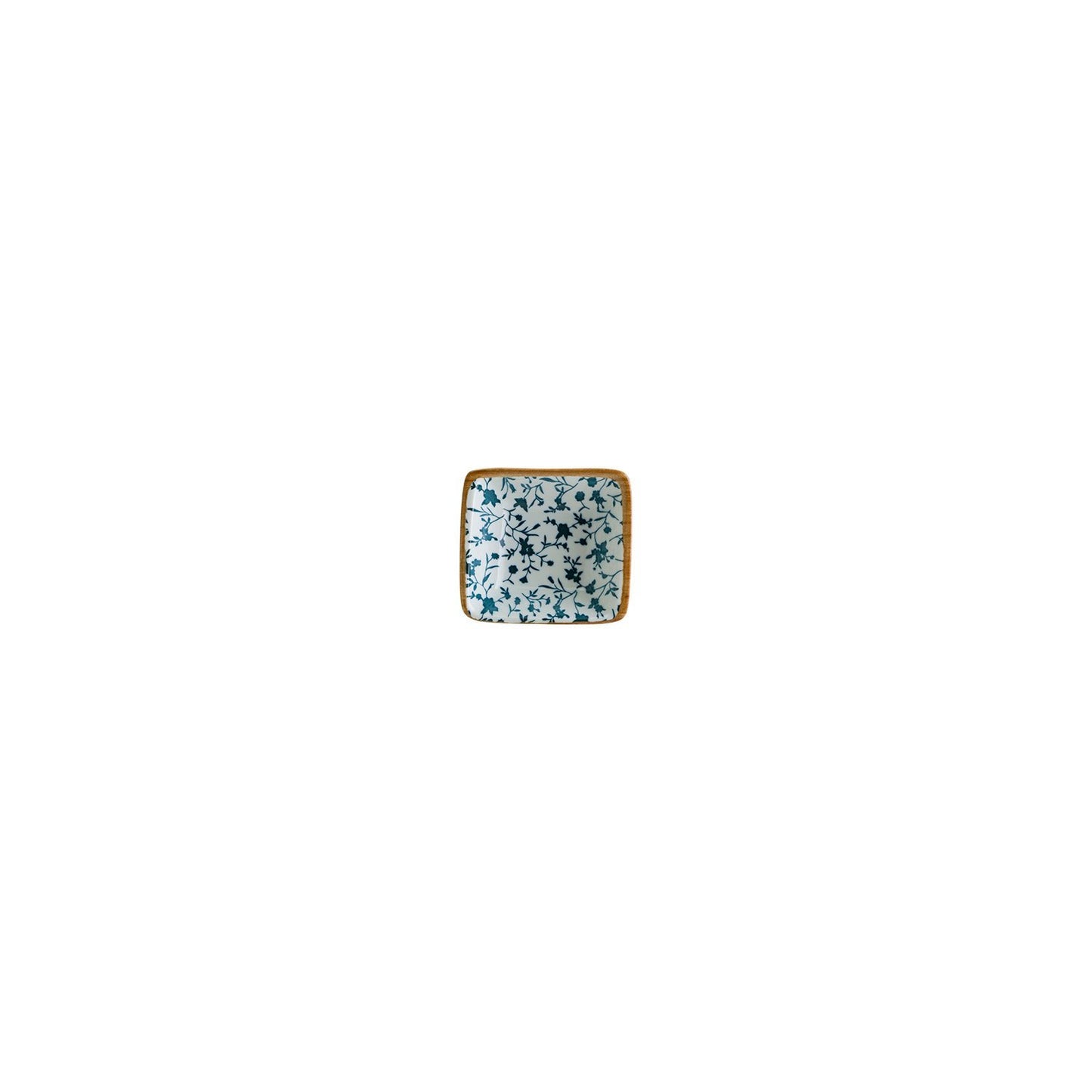 Calif 3.5" x 3.5" x h:1.25" 1 oz. Square Decorated Vitrified Ramekin
