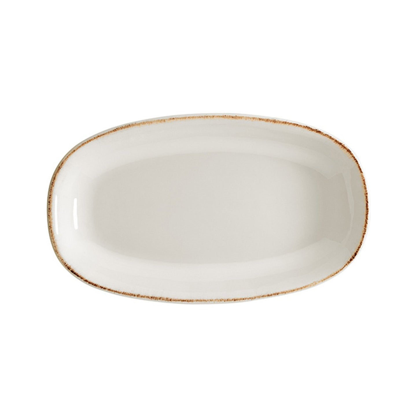 Turgla Vitrified Retro 7.5" x 4.25" x h:1" Oval Decorated Vitrified Platter - Case Pack: 12