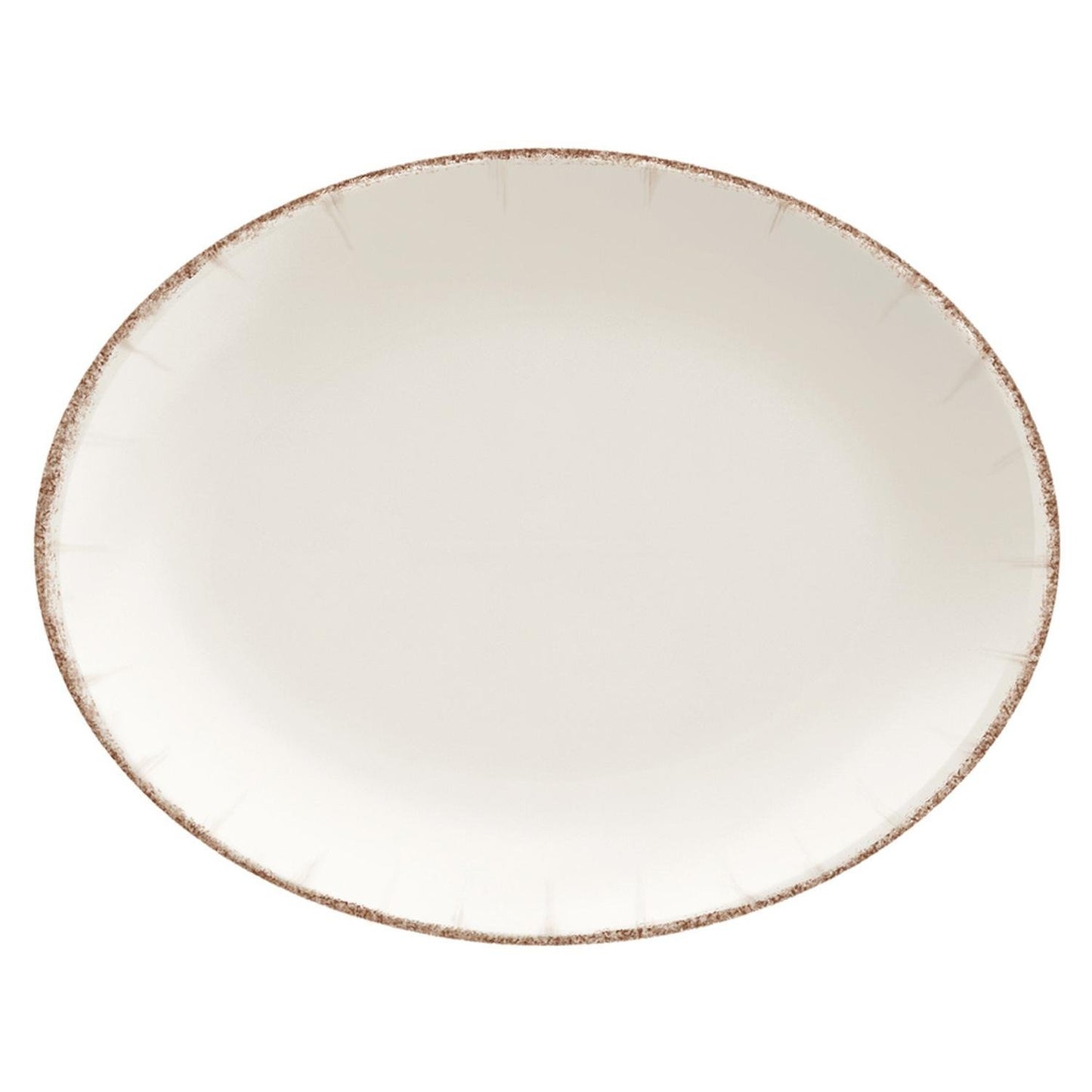 Retro 14.25" x 11" x h:1.25" Oval Decorated Vitrified Platter
