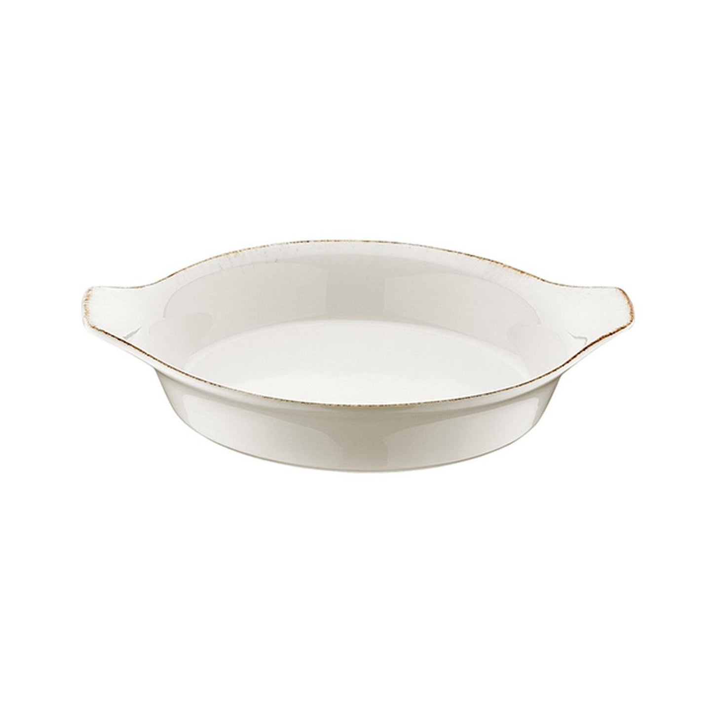 Retro dia.9.75" h:1.75" 25 oz. Round Decorated Vitrified Oven Dish