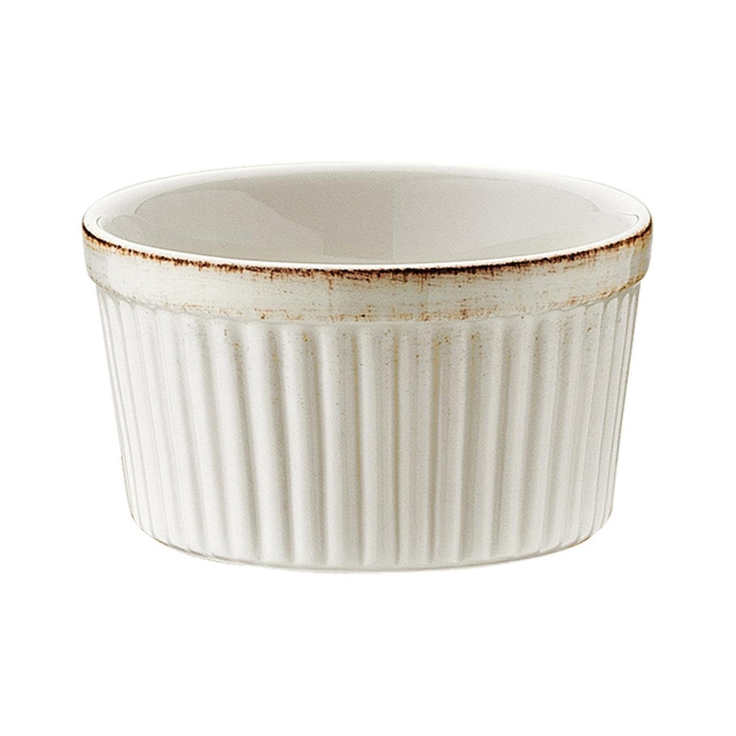 Retro dia.3.75" h:2" 7 oz. Round Decorated Vitrified Oven Dish