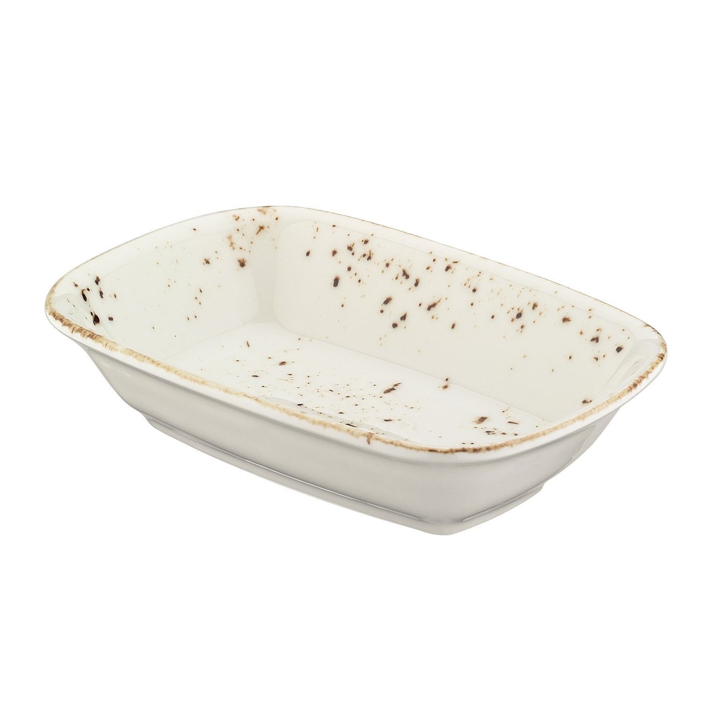 Turgla Vitrified Grain 4.75" x 3.25" x h:1" 4 oz. Rectangular Decorated Vitrified Deep Plate - Case Pack: 12