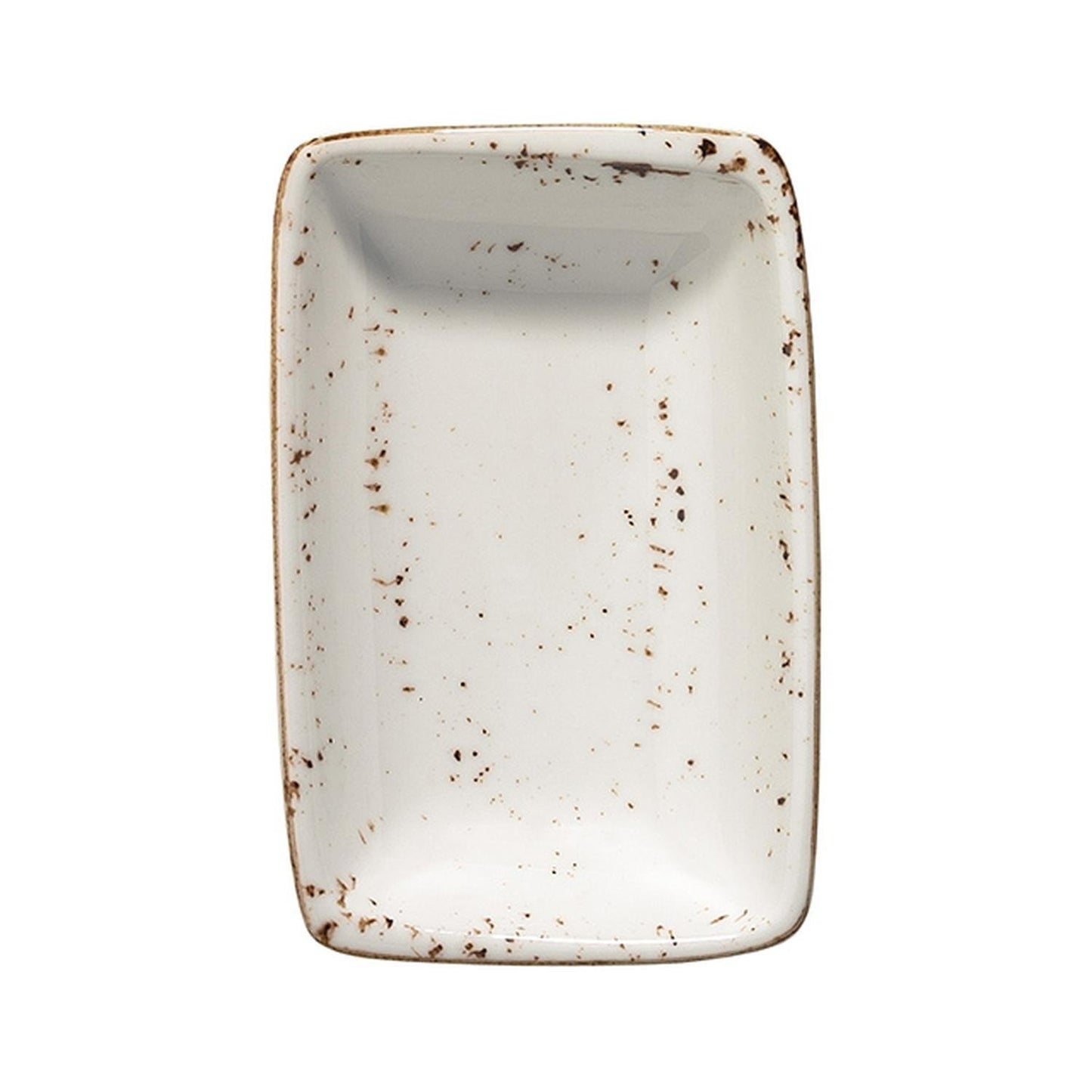 Turgla Vitrified Grain 6" x 3.75" x h:1.25" 6 oz. Rectangular Decorated Vitrified Deep Plate - Case Pack: 12