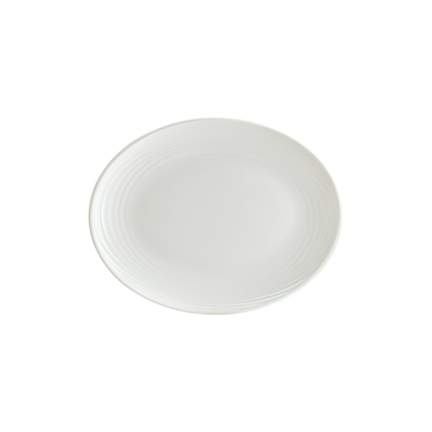 Turgla Vitrified Loop 12.25" x 9.5" x h:1" Oval Warm White Vitrified Platter - Case Pack: 6