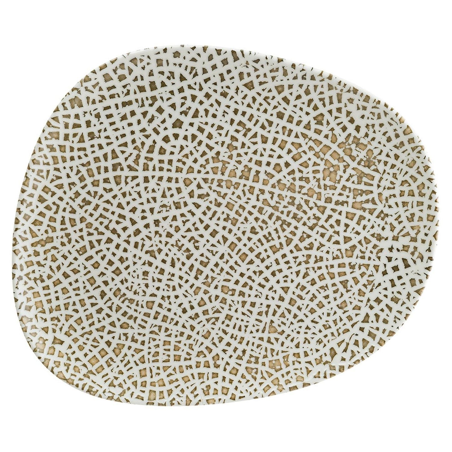 Turgla Vitrified Lapya Wood 13" x 10.75" Organic Decorated Vitrified Plate - Case Pack: 6