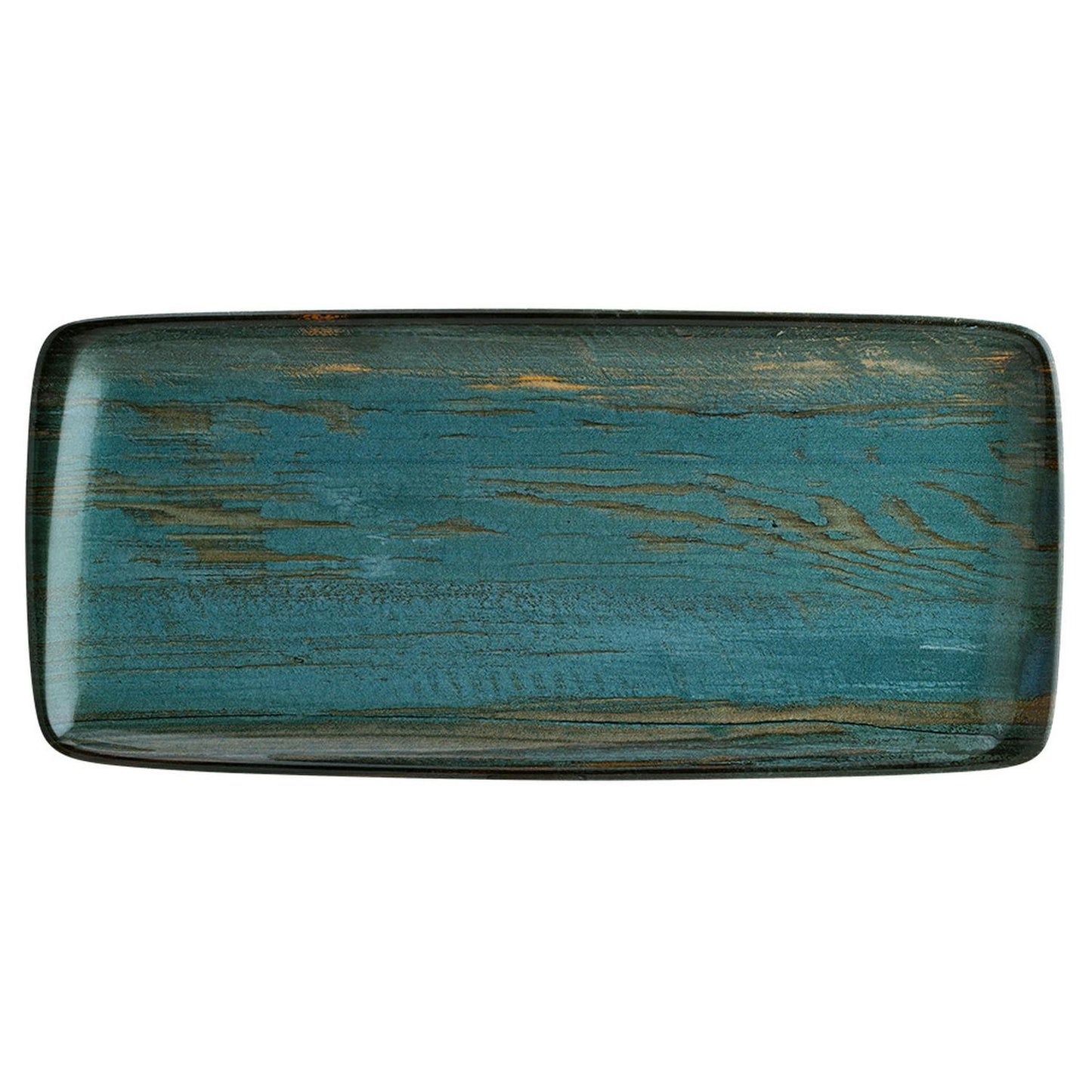 Turgla Vitrified Madera 13.5" x 6" x h:0.75" Rectangular Decorated Vitrified Platter - Case Pack: 12