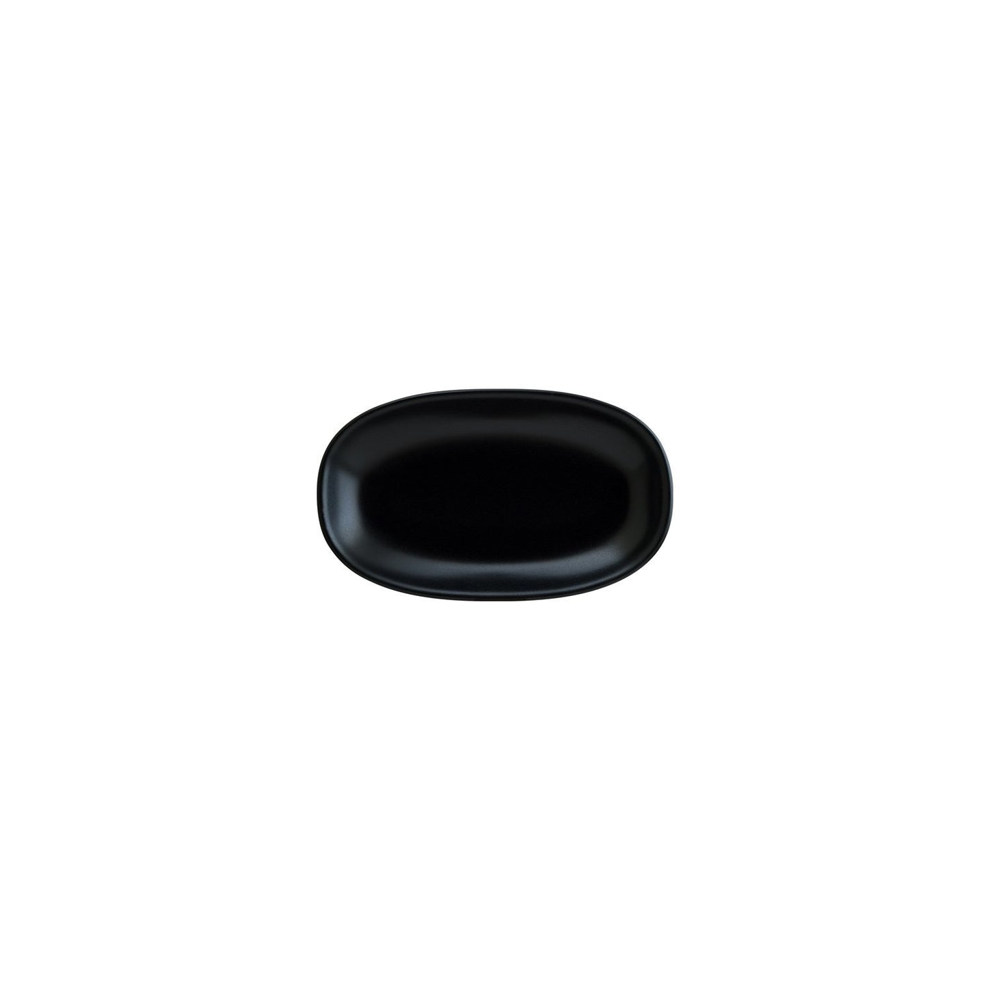 Turgla Vitrified Notte 7.5" x 4.25" x h:1" Oval Black Vitrified Platter - Case Pack: 12