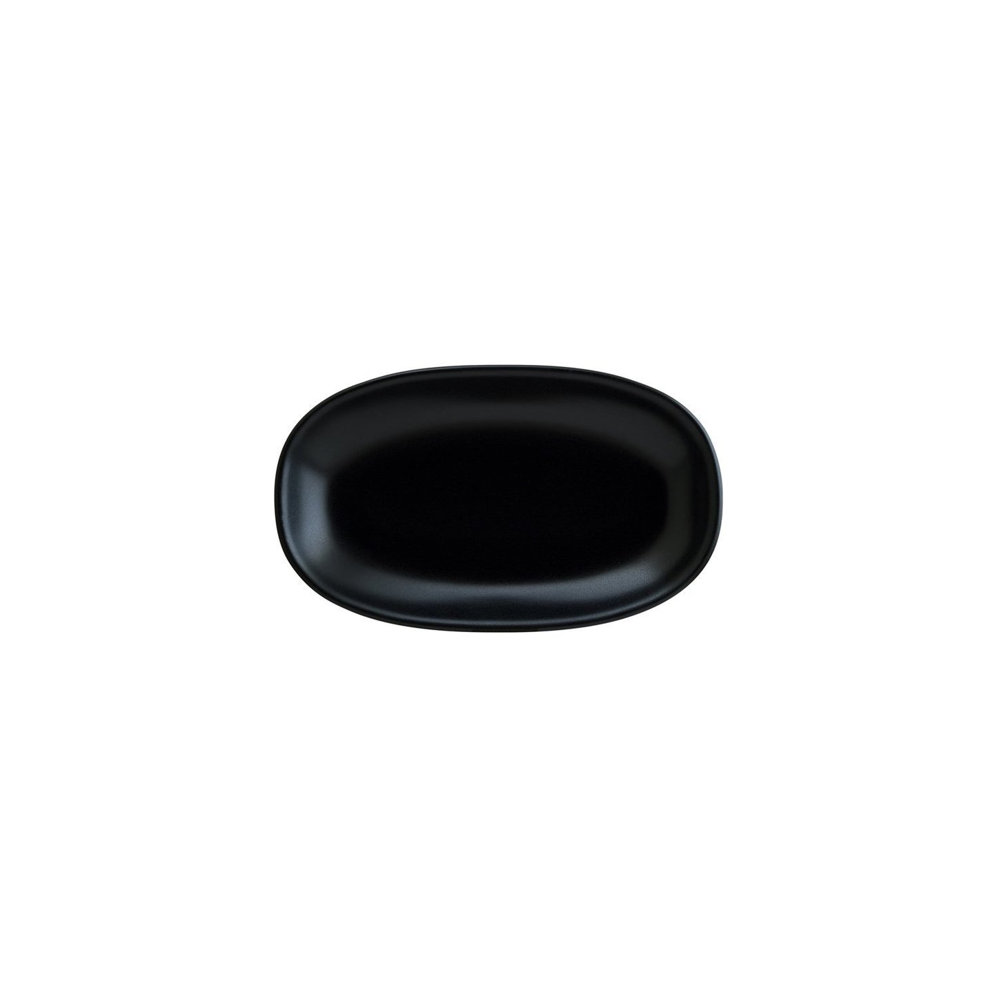 Turgla Vitrified Notte 9.5" x 5.5" x h:1.25" Oval Black Vitrified Platter - Case Pack: 12