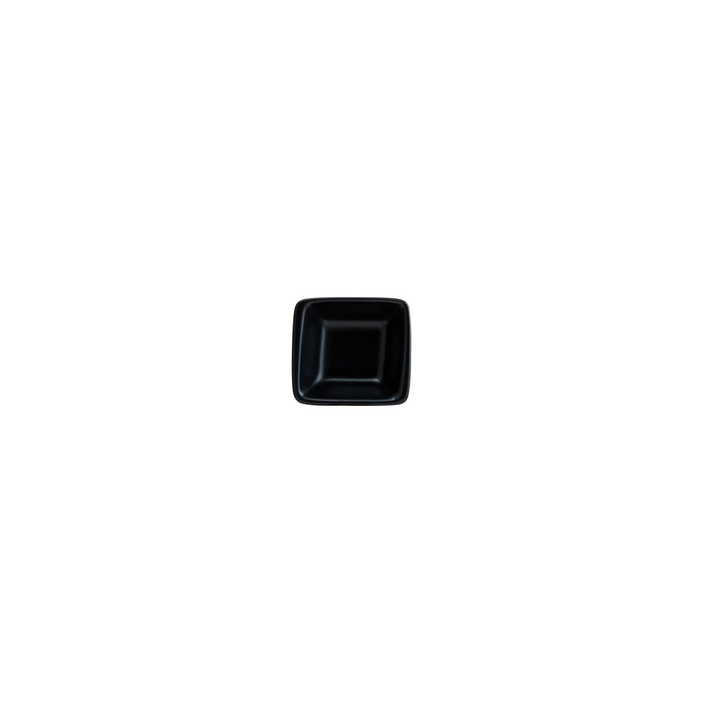 Notte 3.5" x 3.5" x h:1.25" 1 oz. Square Black Vitrified Ramekin