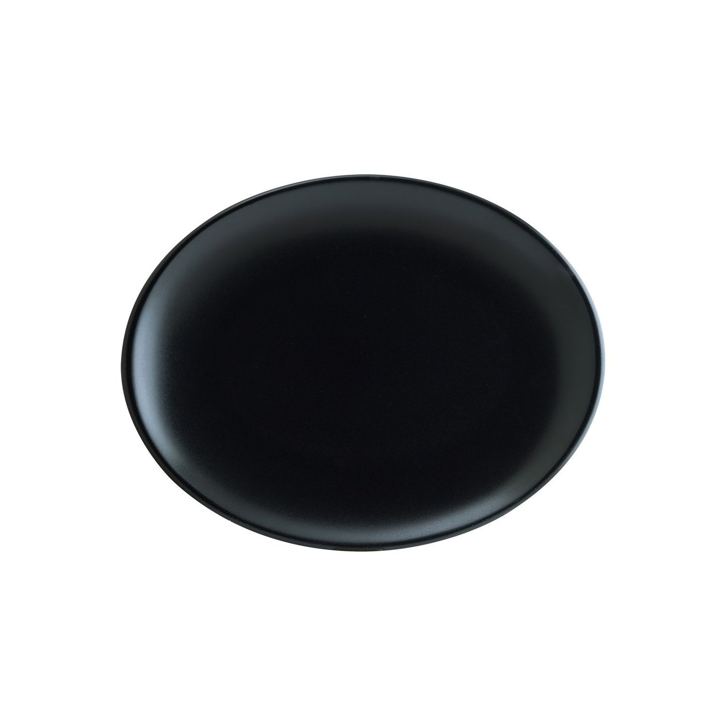 Notte 14.25" x 11" x h:1.25" Oval Black Vitrified Platter