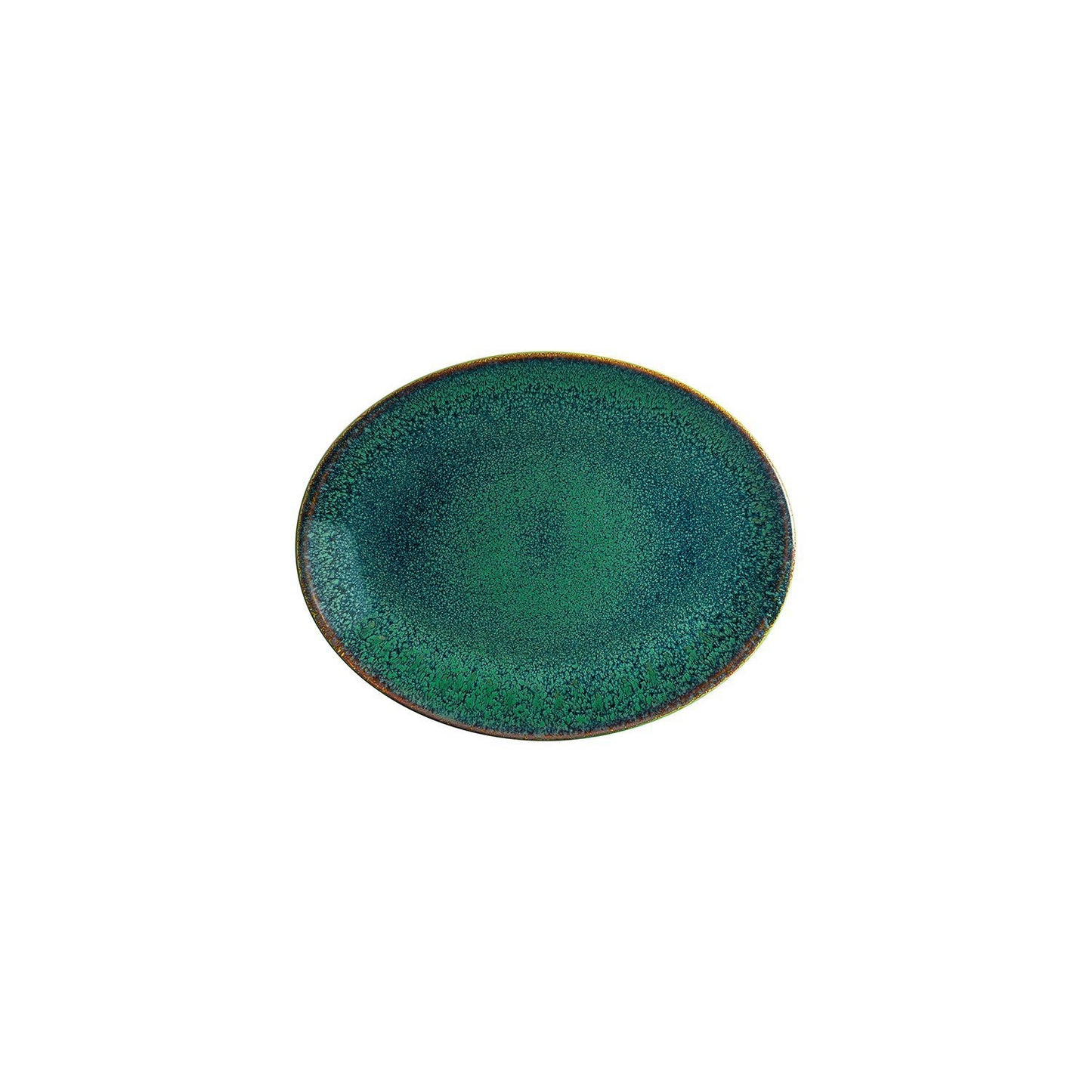 Mar 9.75" x 7.5" x h:1" Oval Blue Vitrified Platter