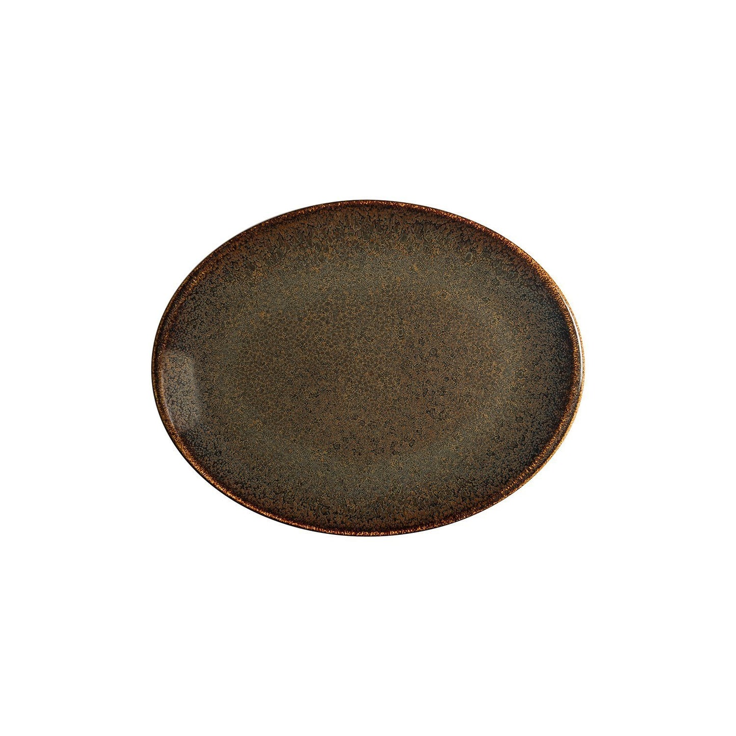 Turgla Vitrified Tierra 12.25" x 9.5" x h:1" Oval Brown Vitrified Platter - Case Pack: 6