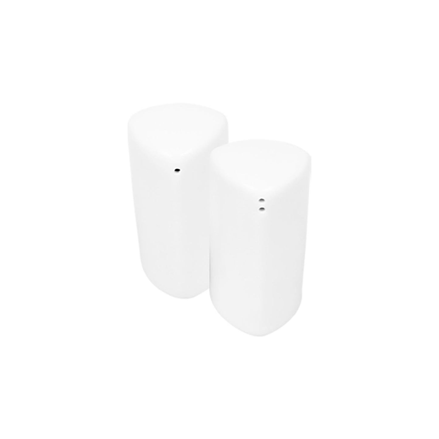 Pera 1.25" x 1.25" x h:3" Triangle White Porcelain Salt & Pepper Shaker Set