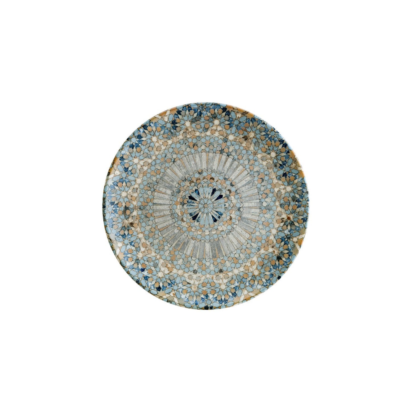 Turgla Vitrified Luca Mosaic Matte dia.10.5" Round Decorated Vitrified Plate - Case Pack: 12