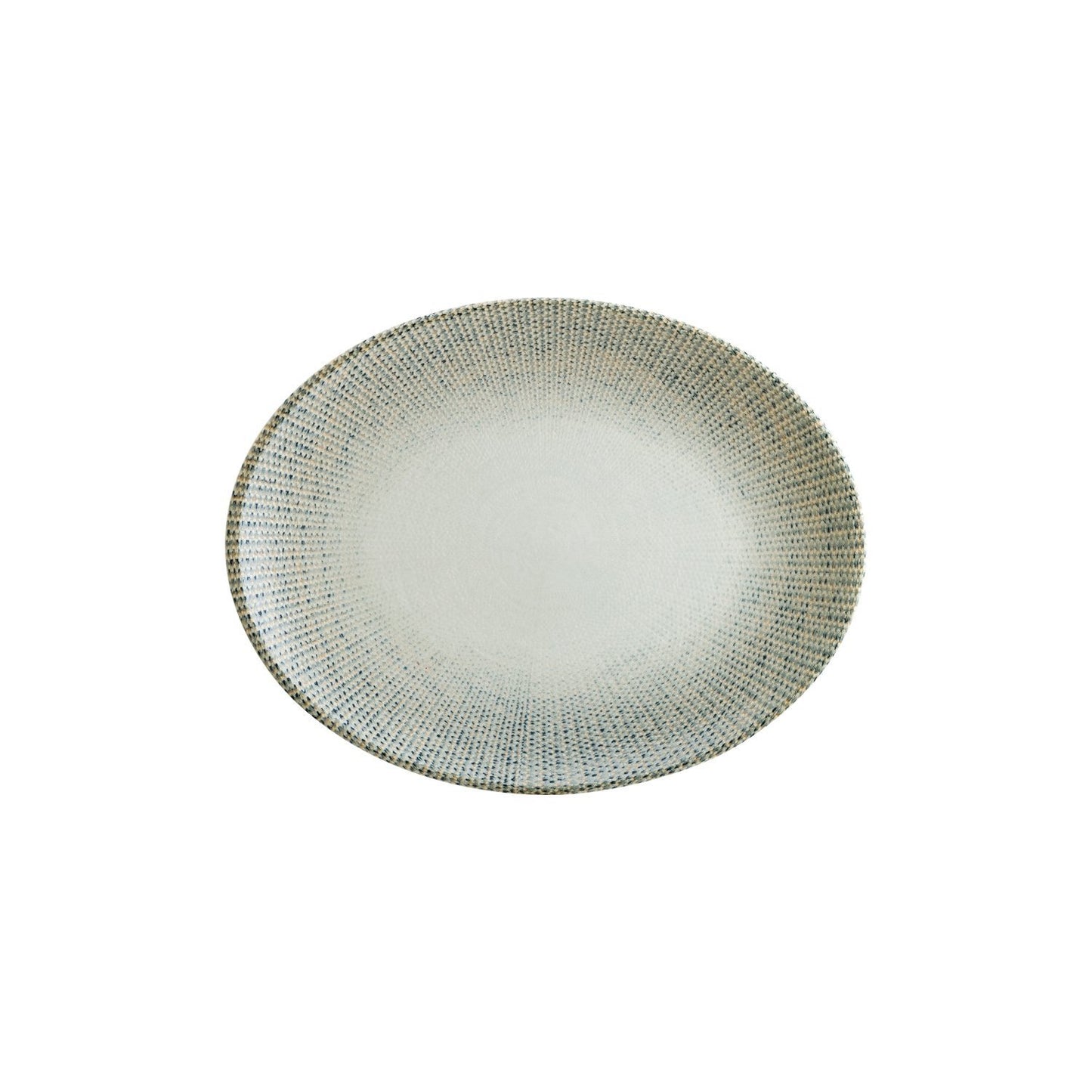 Turgla Vitrified Sway 12.25" x 9.5" x h:1" Oval Decorated Vitrified Platter - Case Pack: 6