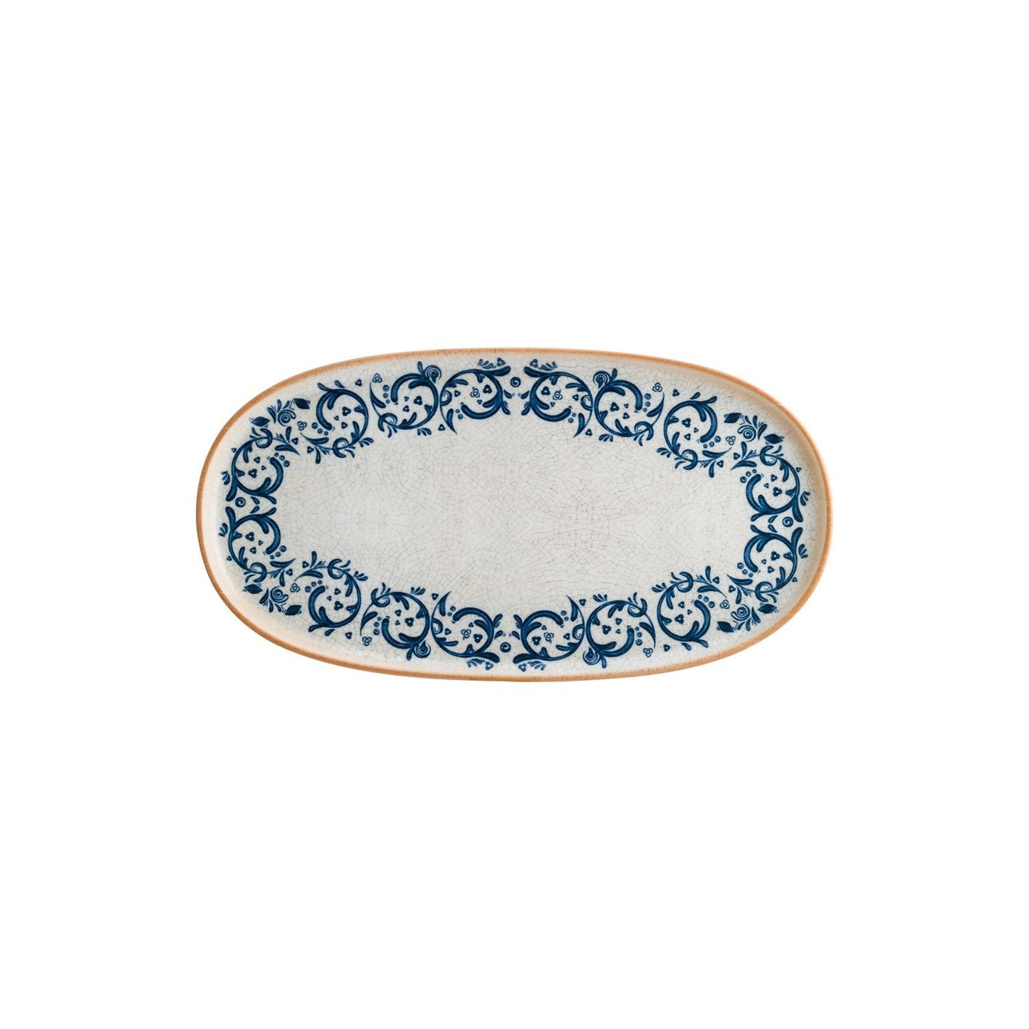 Turgla Vitrified Viento 13" x 9" x h:0.75" Oval Decorated Vitrified Platter - Case Pack: 6