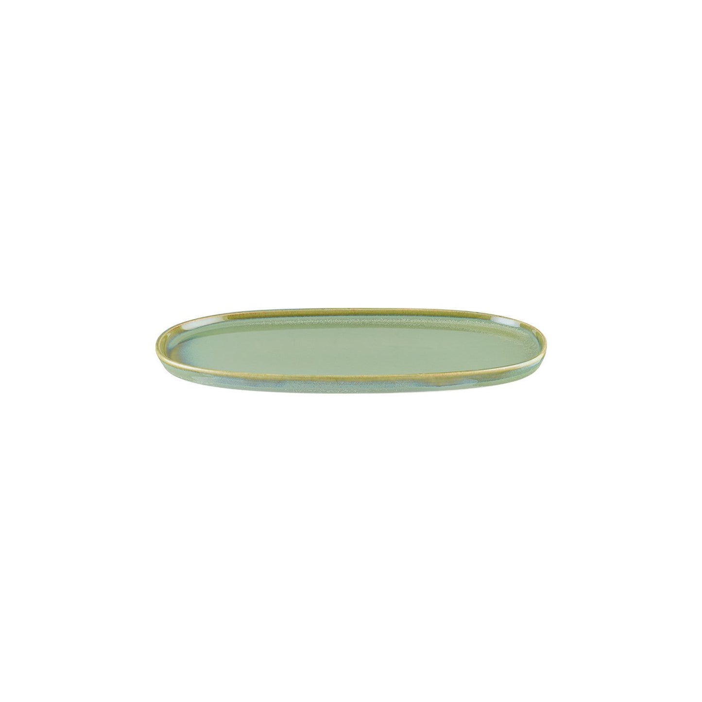 Turgla Vitrified Sage 12" x 6.25" x h:0.75" Oval Green Vitrified Platter - Case Pack: 6