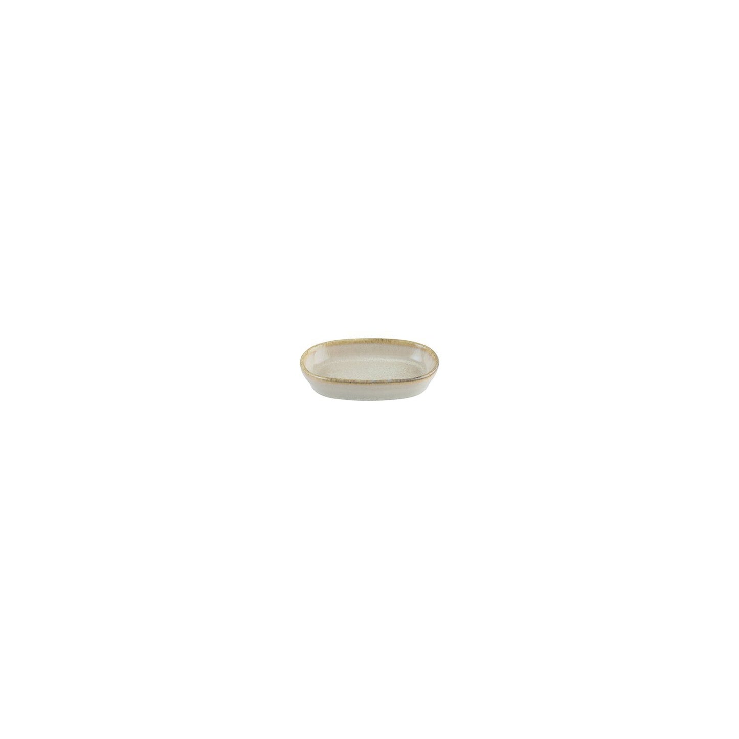 Turgla Vitrified Sand 4" x 2.5" x h:0.75" Oval Beige Vitrified Platter - Case Pack: 12