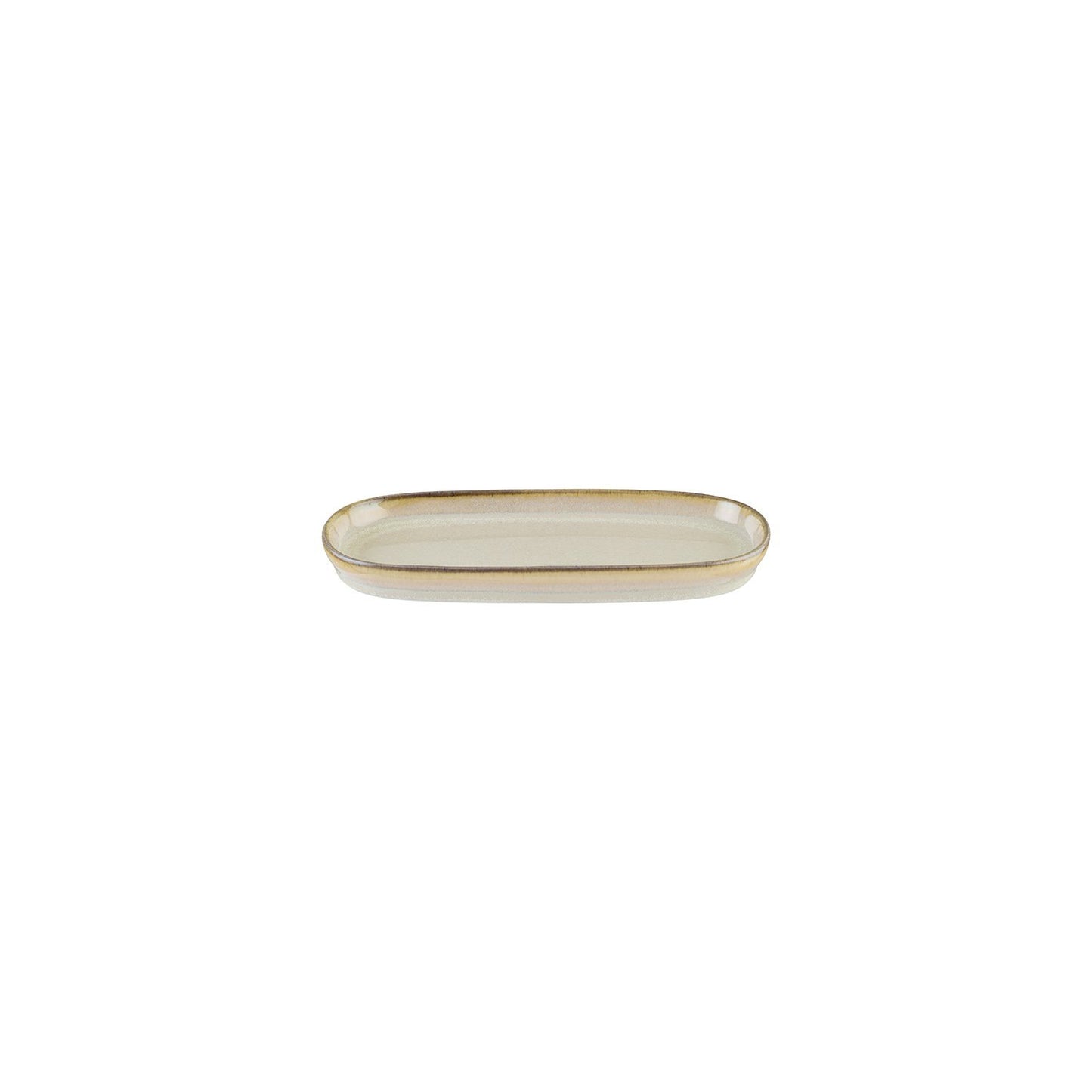 Turgla Vitrified Sand 8.5" x 4" x h:0.75" Oval Beige Vitrified Platter - Case Pack: 12