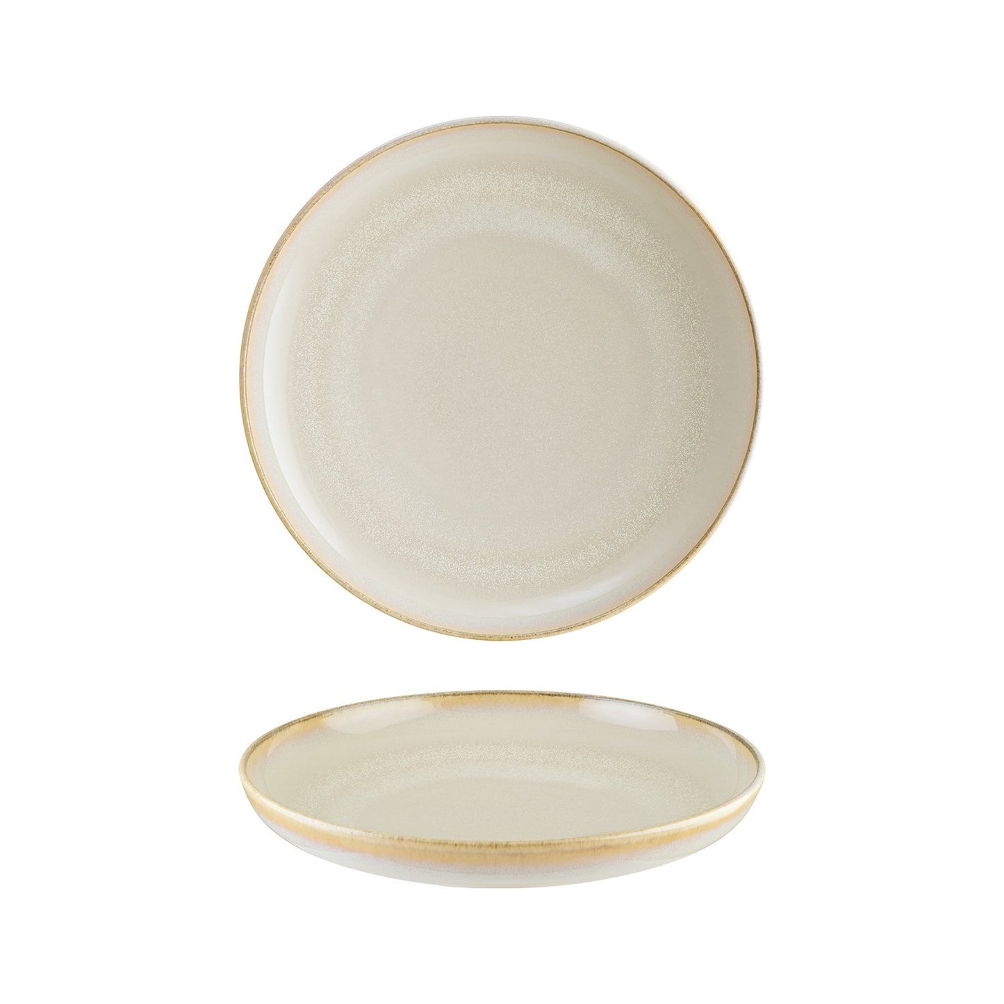 Turgla Vitrified Sand dia.10.75" h:2.25" Round Beige Vitrified Deep Plate - Case Pack: 6
