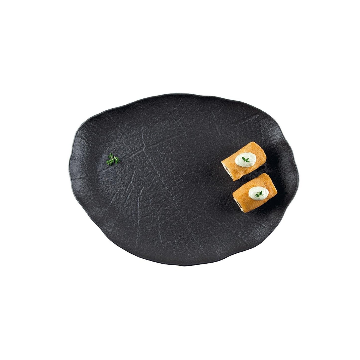 Turgla Vitrified Shade 13" x 9.75" x h:0.75" Oval Black Vitrified Platter - Case Pack: 6